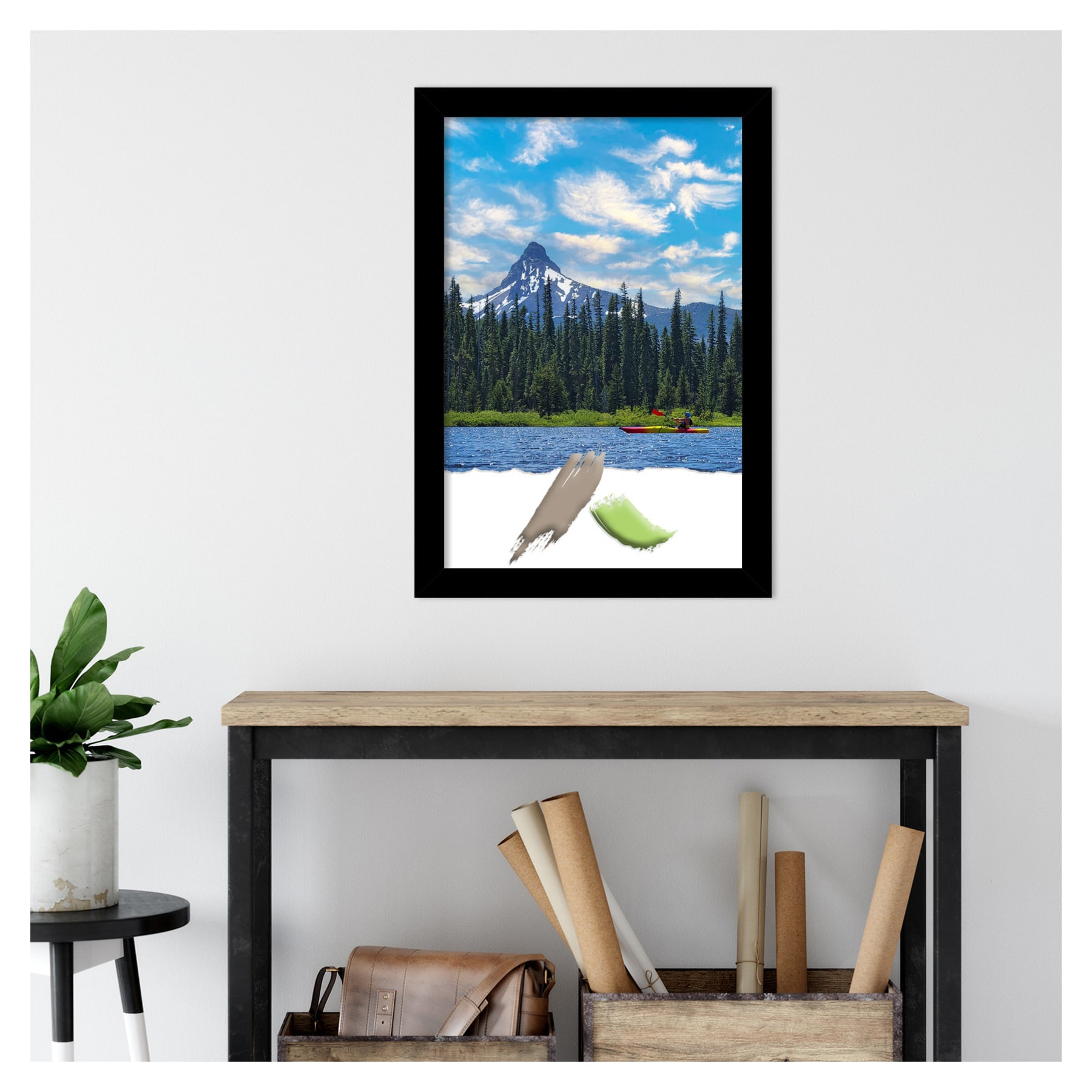 Basic Black Narrow Wood Wall Picture Frame 20x30 Inches