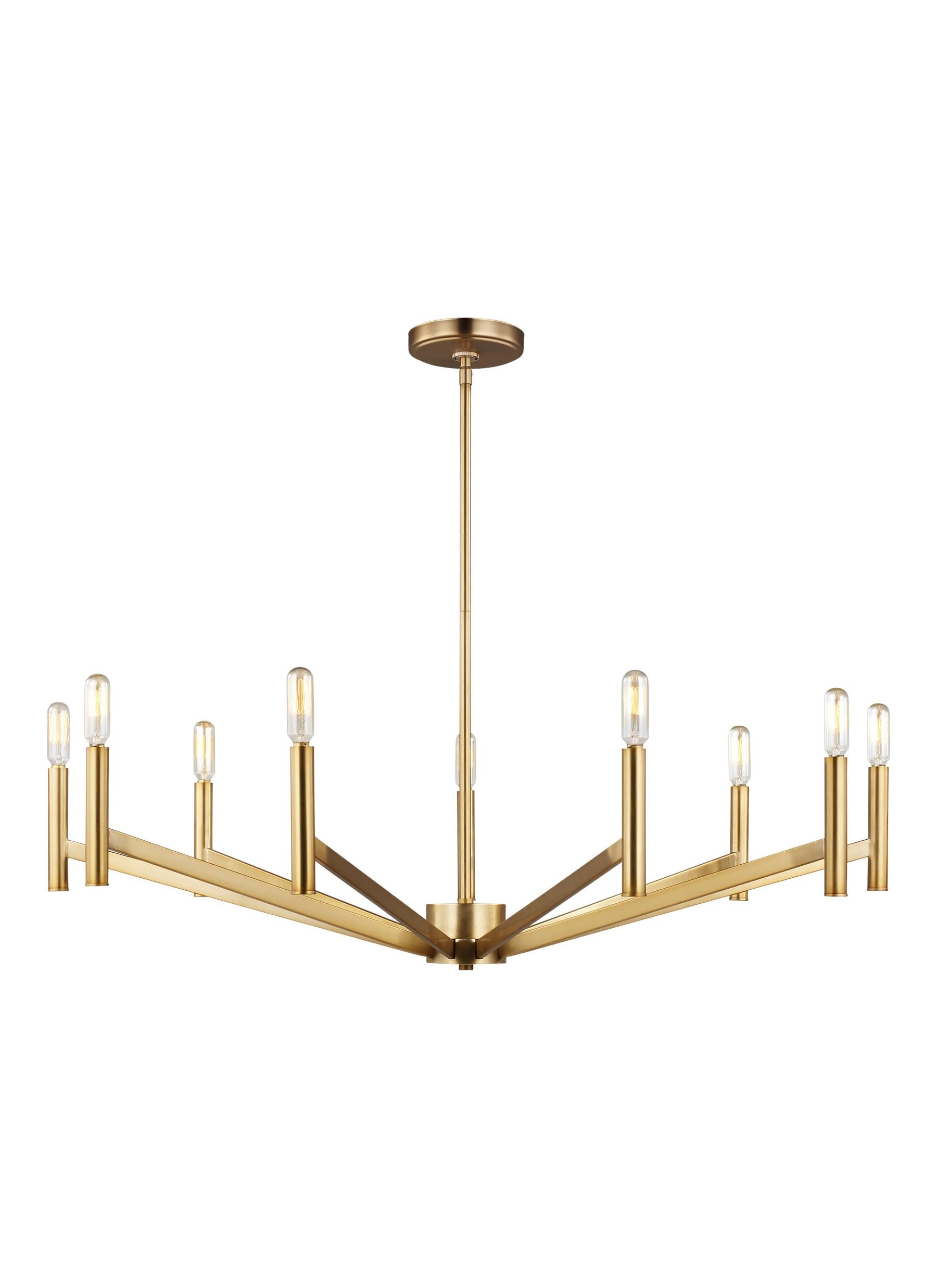 Generation Lighting 3124309EN-848 Vector 9 -Light Satin Brass Modern/contemporary For Use in Bedrooms, Dining Rooms, Foyers, Kitchens, Living Rooms Chandelier