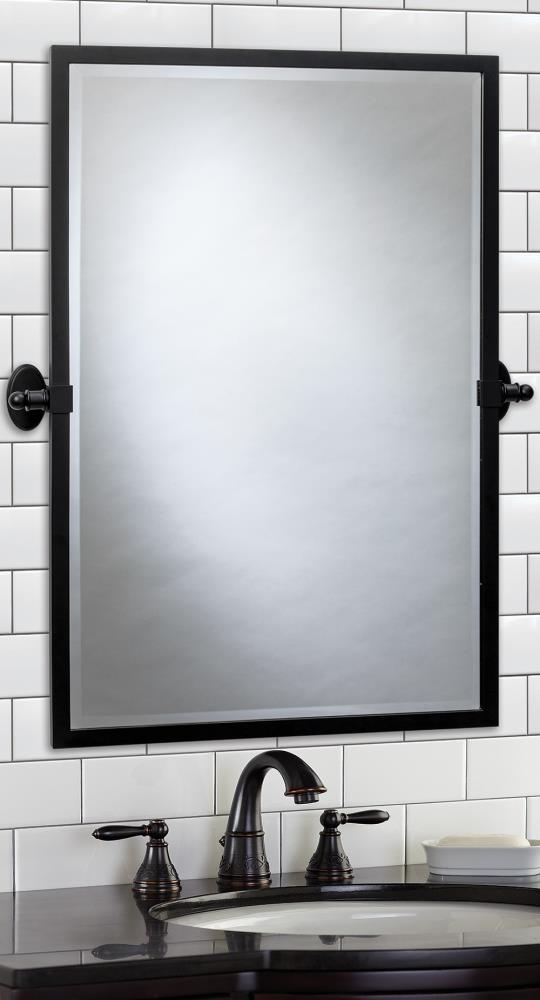 Matte Black Rectangular Bathroom Mirror, Matte Black Pivot Mirror Bathroom