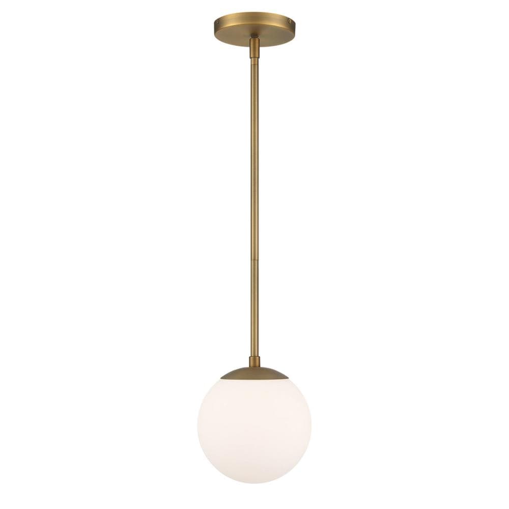 dweLED PD-52307-AB Niveous Aged Brass Modern/contemporary Etched glass Globe Integrated LED Mini Hanging Pendant light