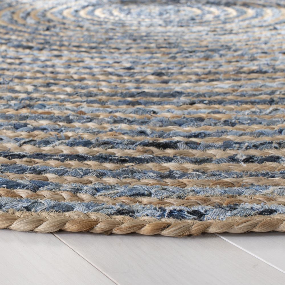 Cape Cod 6' Square Natural Blue Handmade Jute Rug