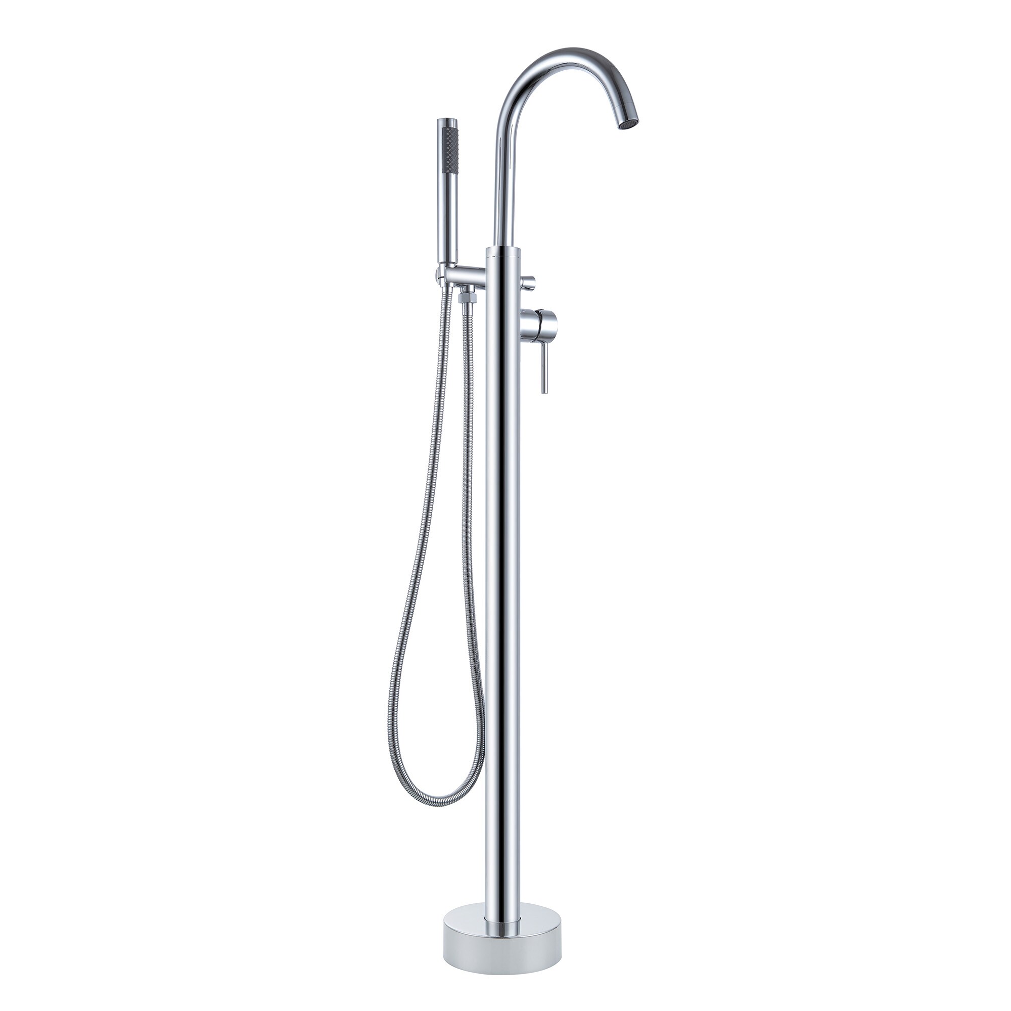 LANBO LB680005CP Chrome Plating 1-handle Freestanding Mid-arc Bathtub Faucet with Hand Shower (Valve Included)