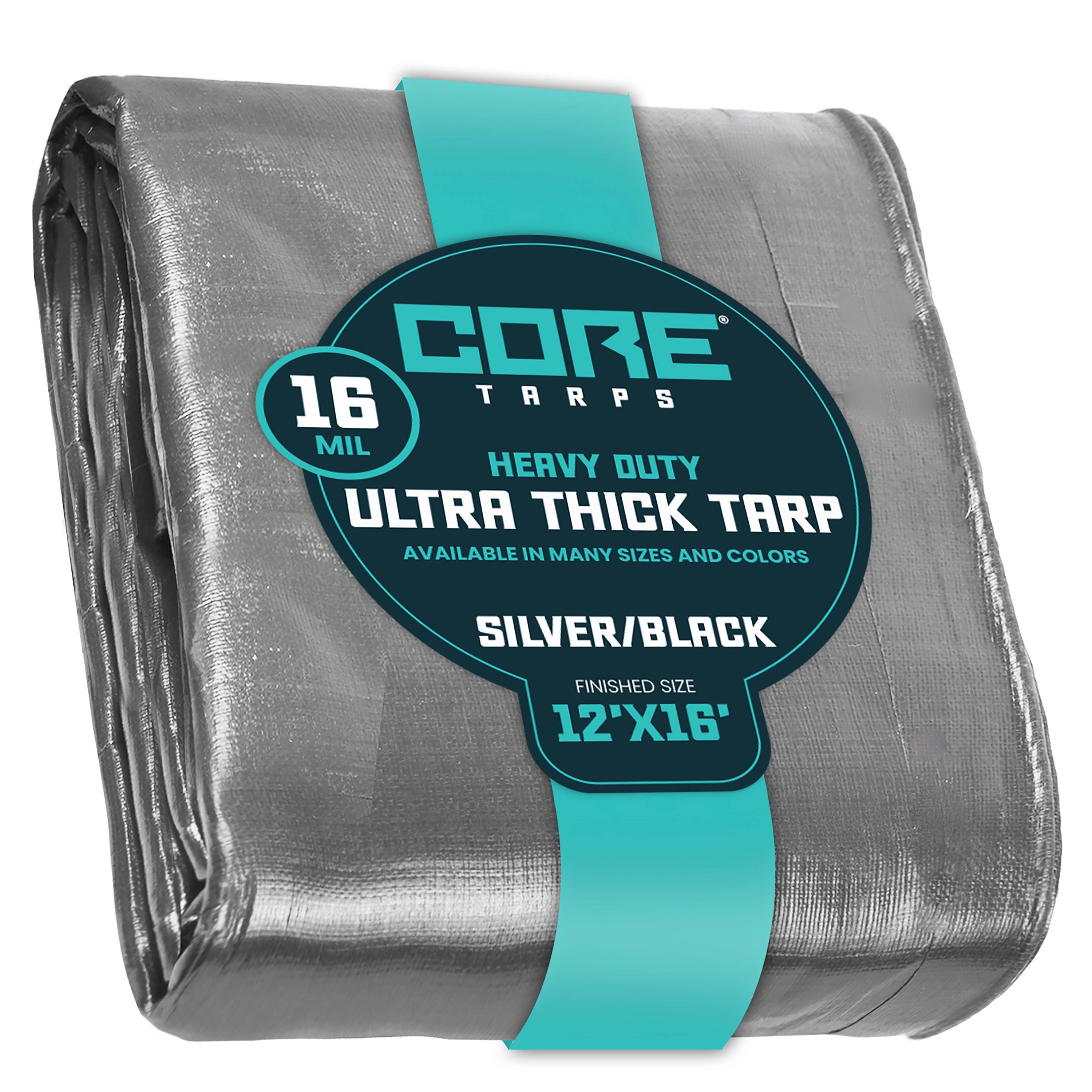 Core Tarps CT-301-12X16 12-ft x 16-ft Silver Waterproof Commercial Polyethylene 16-Mils Tarp