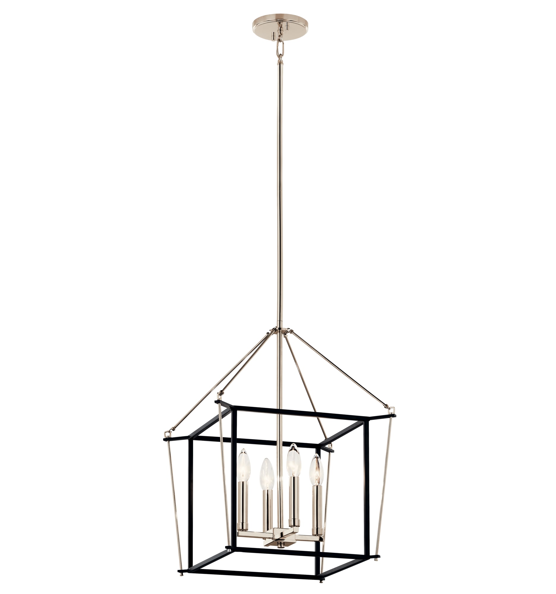 Kichler 52626PN Eisley 4 -Light Polished Nickel Modern/contemporary Lantern Medium Hanging Pendant light