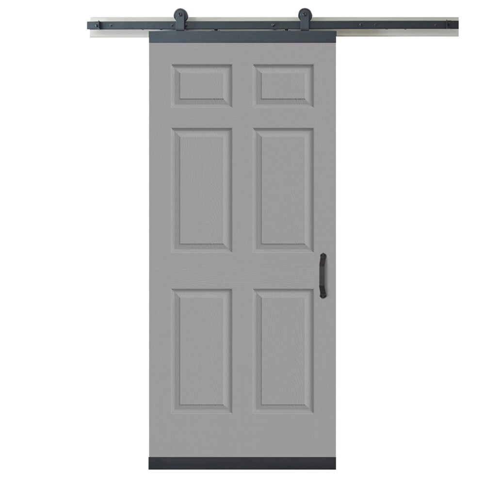 RELIABILT LO1344962 36-in x 80-in Driftwood Molded composite Solid core Single Barn Door (Hardware Included)