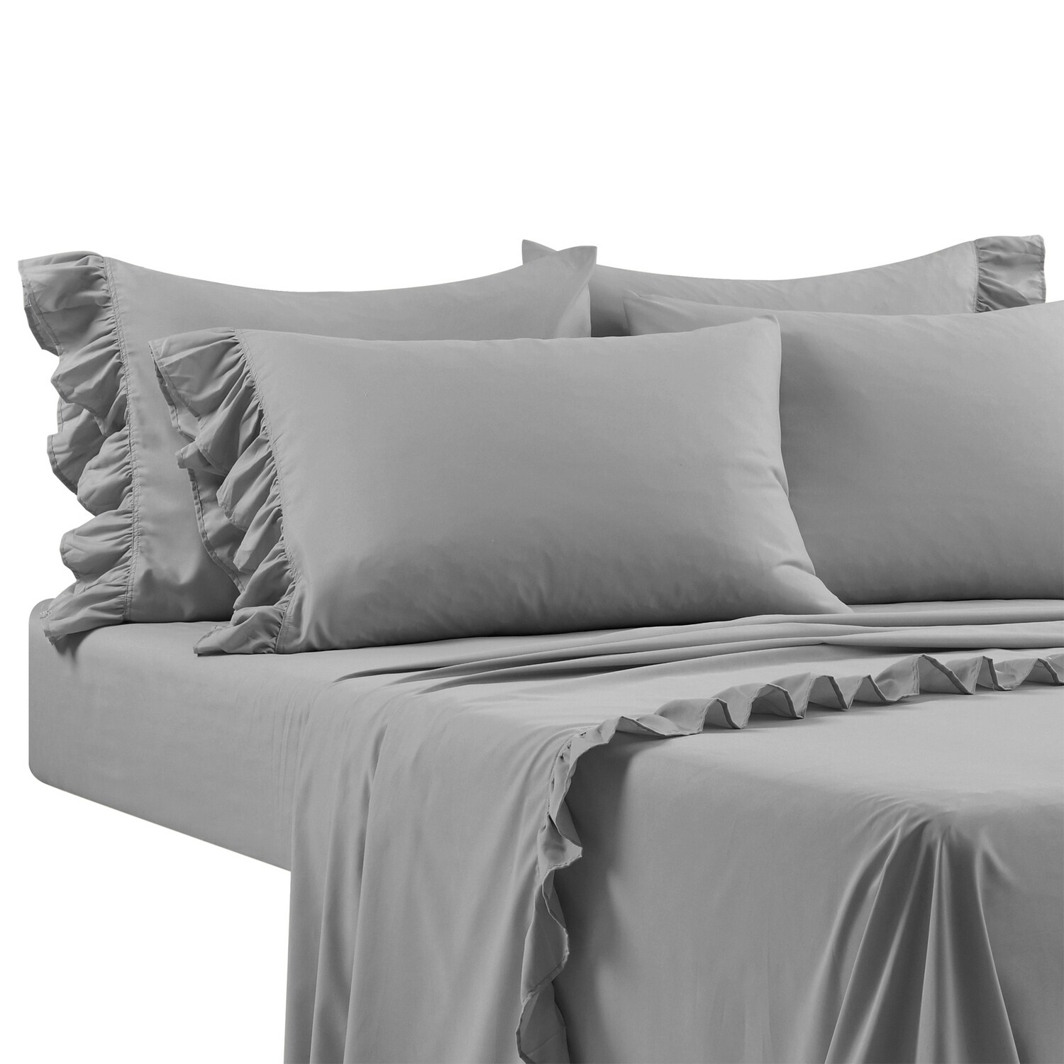 Lush Decor REYNA RUFFLE-SS-DARK GRAY-6PC-Q in the Comforters ...