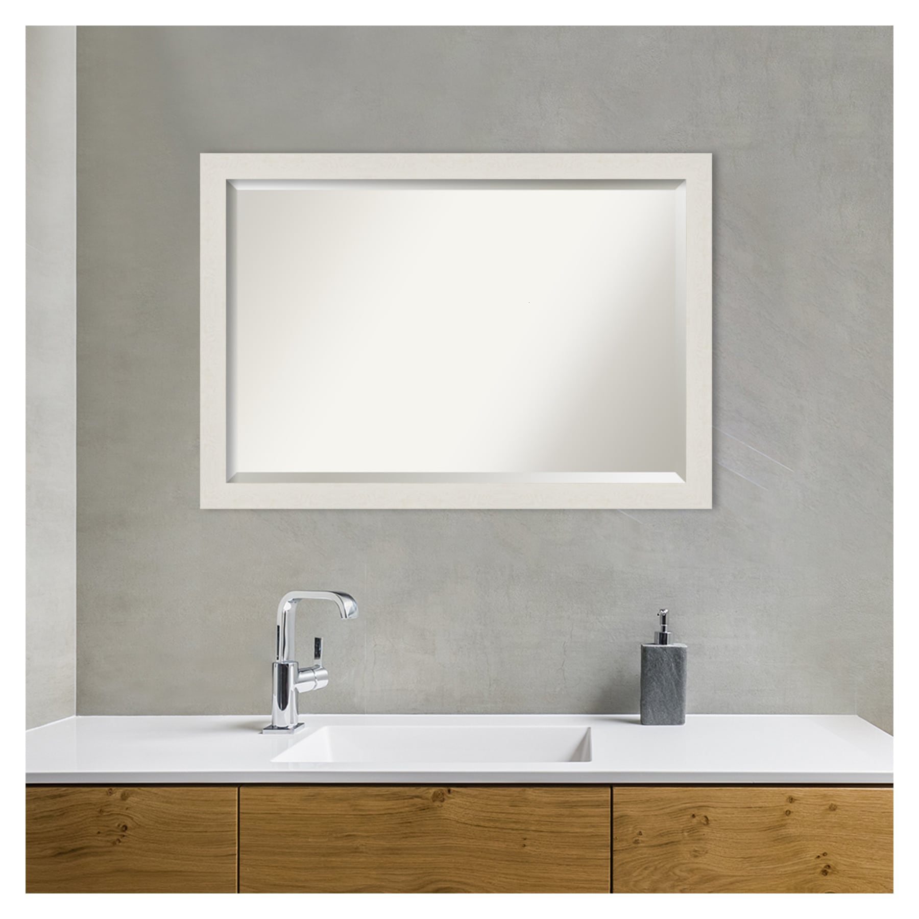 39" x 27" White Wood Framed Bathroom Vanity Mirror