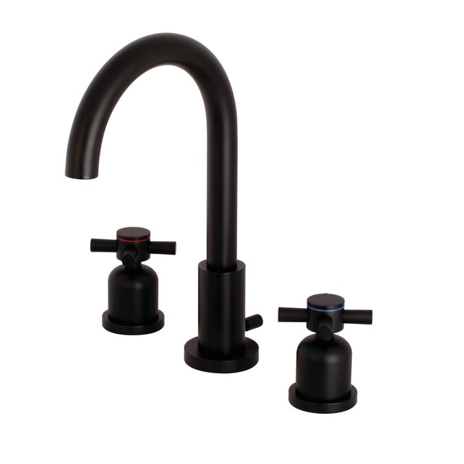 Kingston Brass Concord Matte Black 2 Handle 8 In Widespread Bathroom Sink Faucet With Drain In The Bathroom Sink Faucets Department At Lowes Com