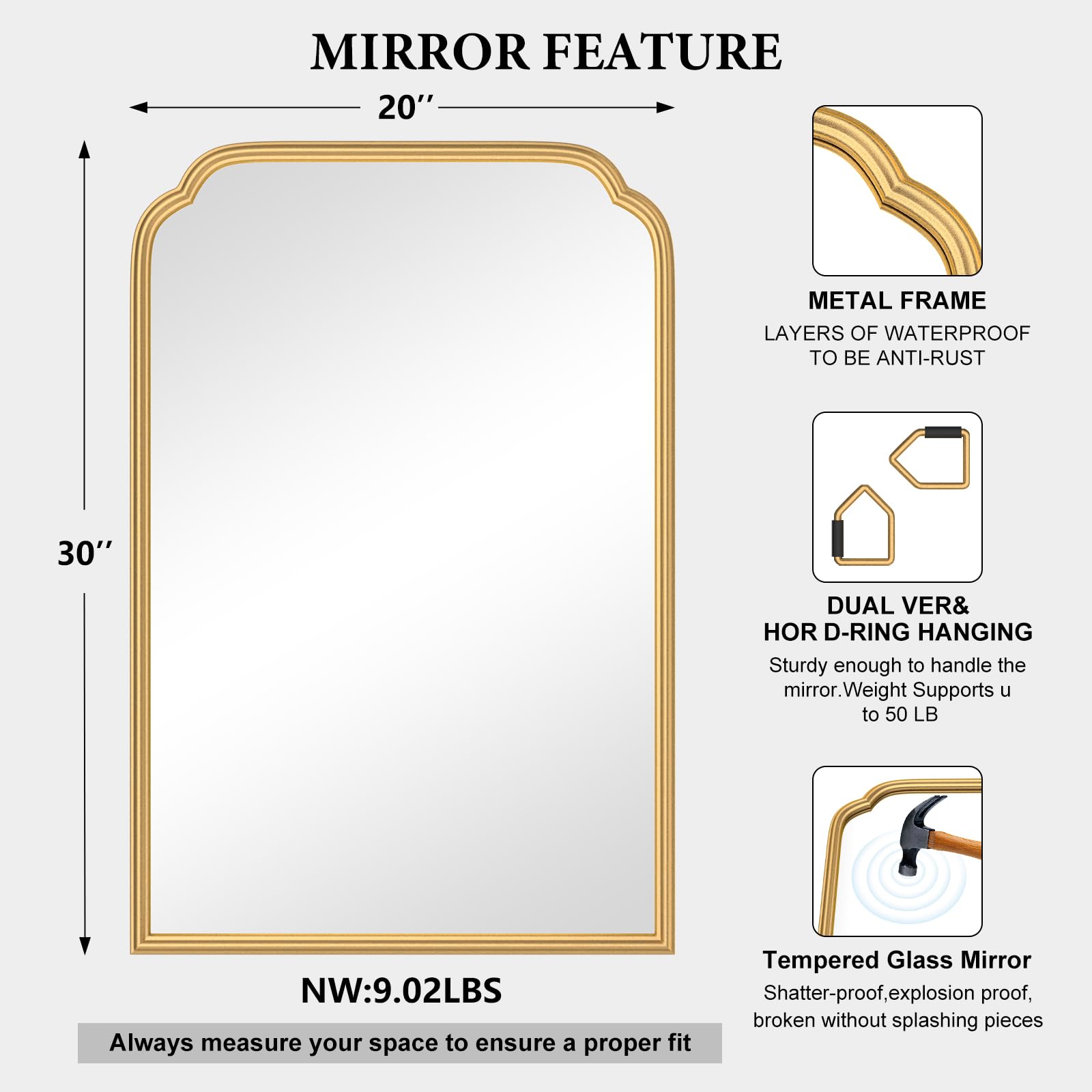 Aoibox LAB4G44Q Decor-Mirrors - View #5