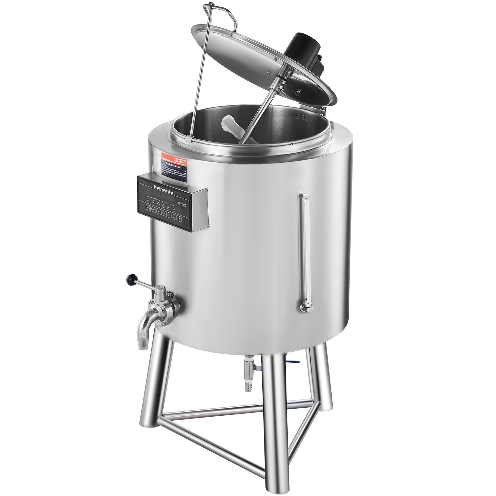 VEVOR SCLDSBSSJJ5006416V7 Milk Pasteurizer 50L Commercial Milk Pasteurization Machine Food Grade 304 Stainless Steel Professional Pasteurization with Time and Temperature Control for Milk Juice Yogurt Sterilization