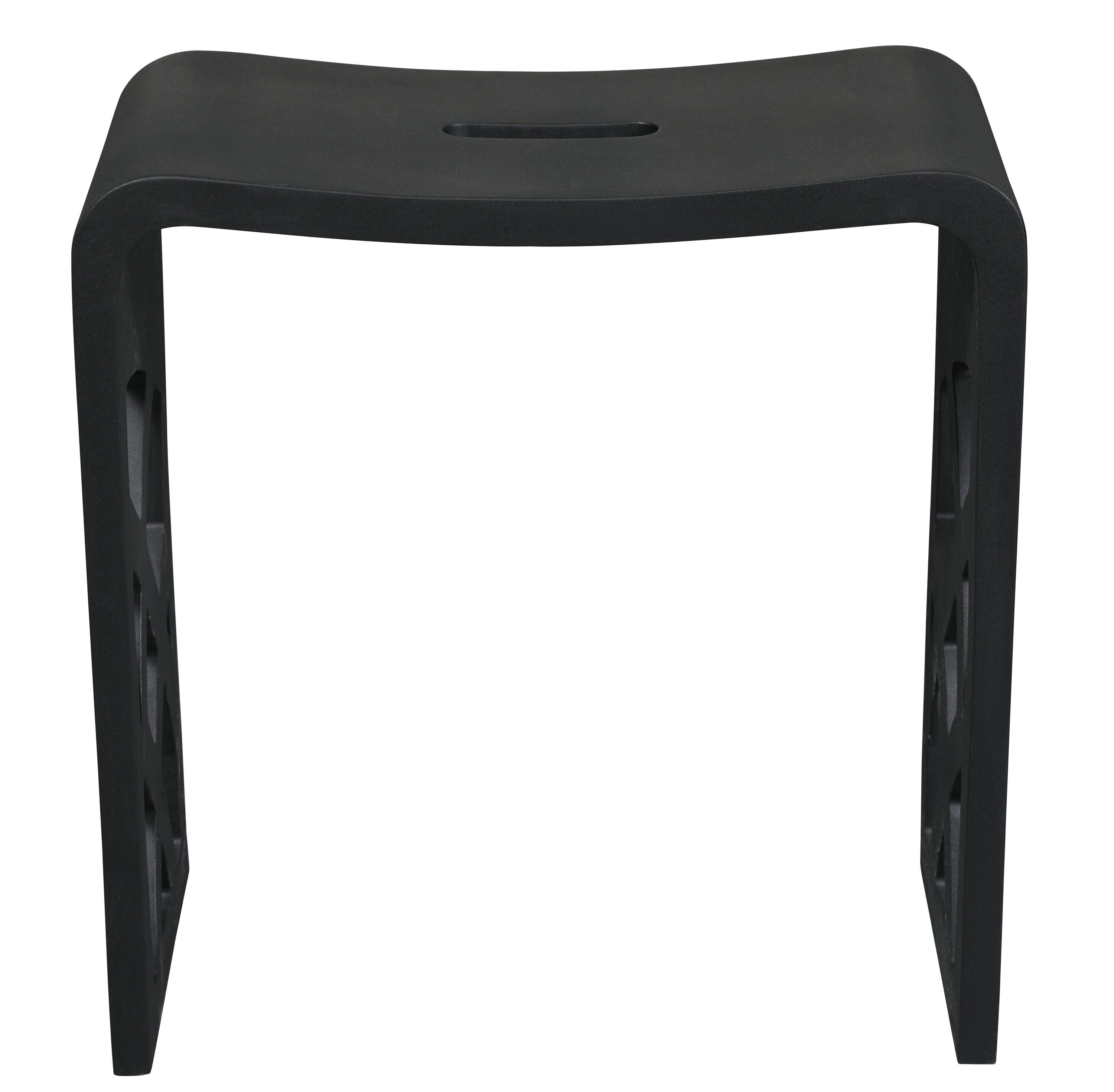 16.5'' Black Matte Solid Surface Resin Shower Stool