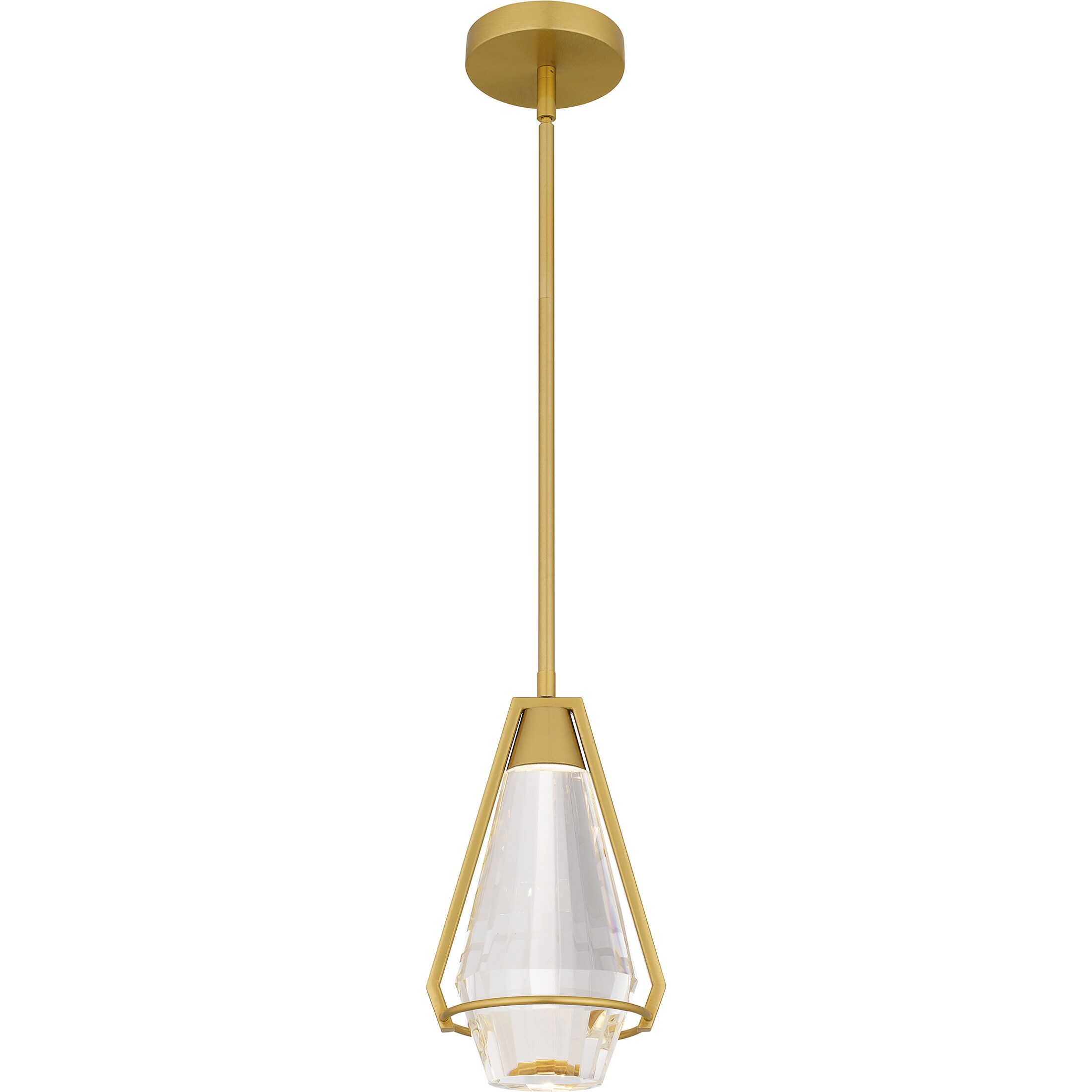 Quoizel PCLUA1507BRG Luca 1 -Light Brushed Gold Modern/contemporary Clear glass Geometric Integrated LED Mini Hanging Pendant light