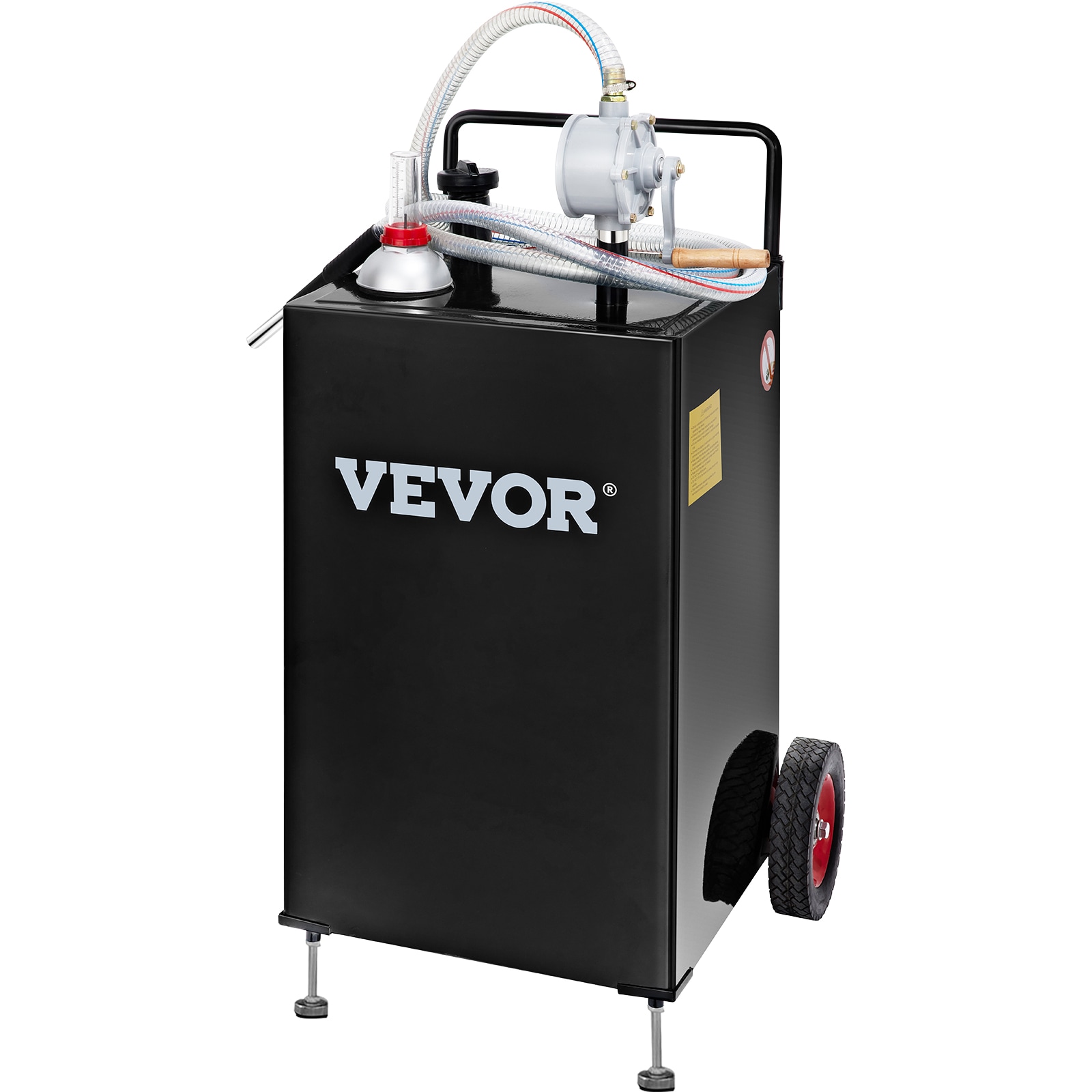 VEVOR 30 Gallon Gas Caddy, Fuel Storage Tank with Wheels, Portable Fuel Caddy with Manuel Transfer Pump, Gasoline Diesel Fuel