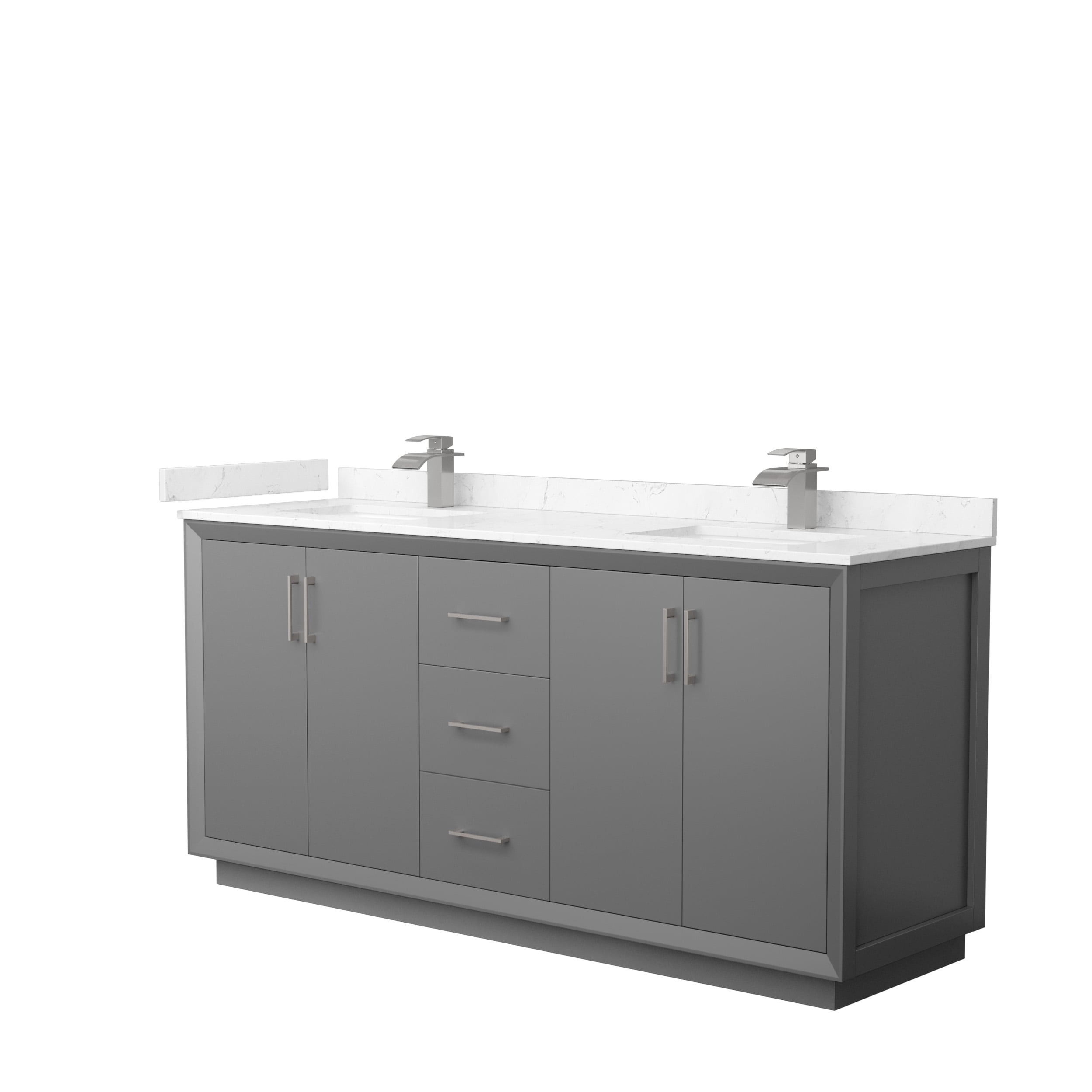 Wyndham Collection WCF414172DKGC2UNSMXX Strada 72-in Dark Gray with Brushed Nickel Trim Undermount Double sink Bathroom Vanity with Carrara cultured marble Cultured marble Top