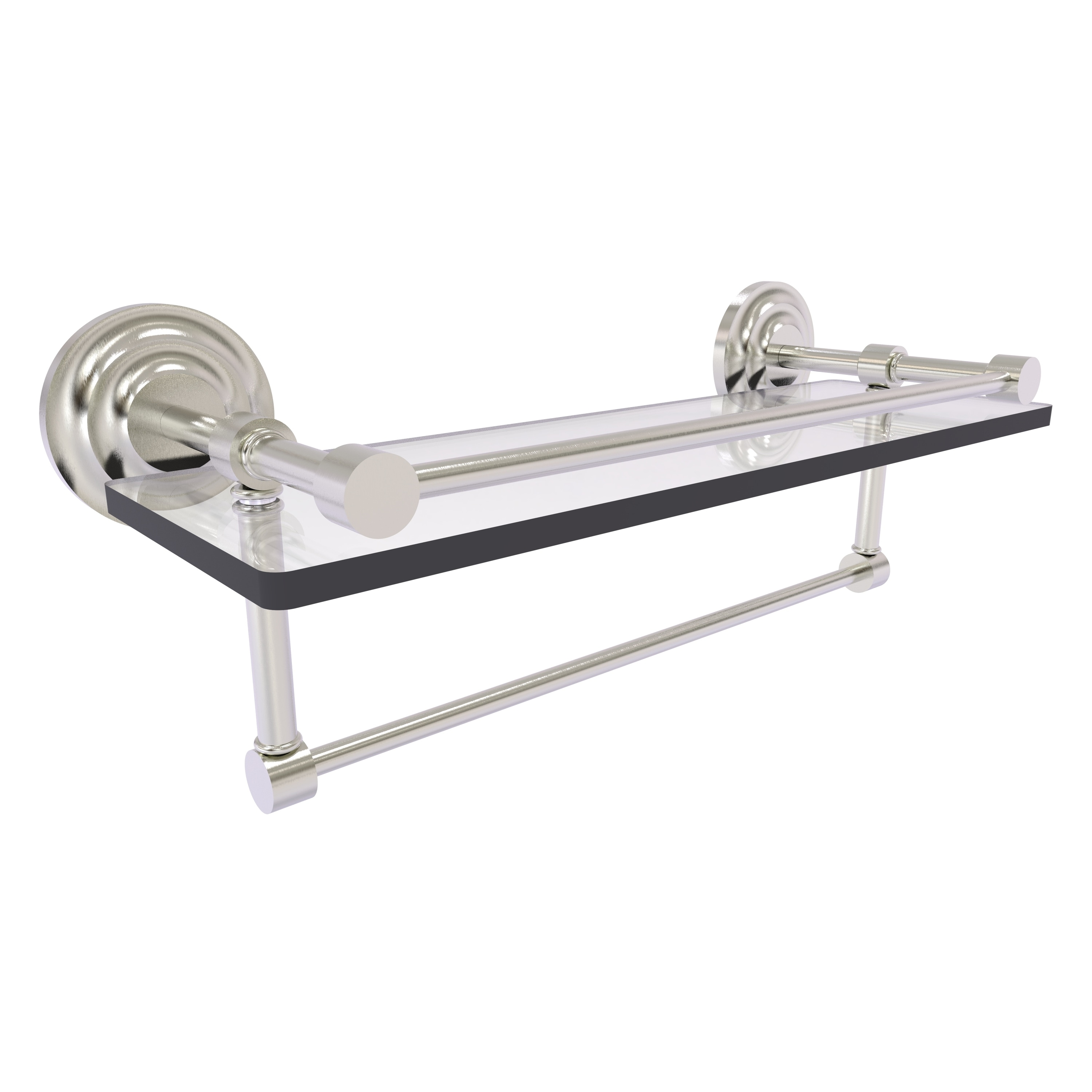 Allied Brass QN-1TB/16-GAL-SN Que New Satin Nickel Wall mount Bathroom Shelf ( 16-in x 5-in x 5-in )