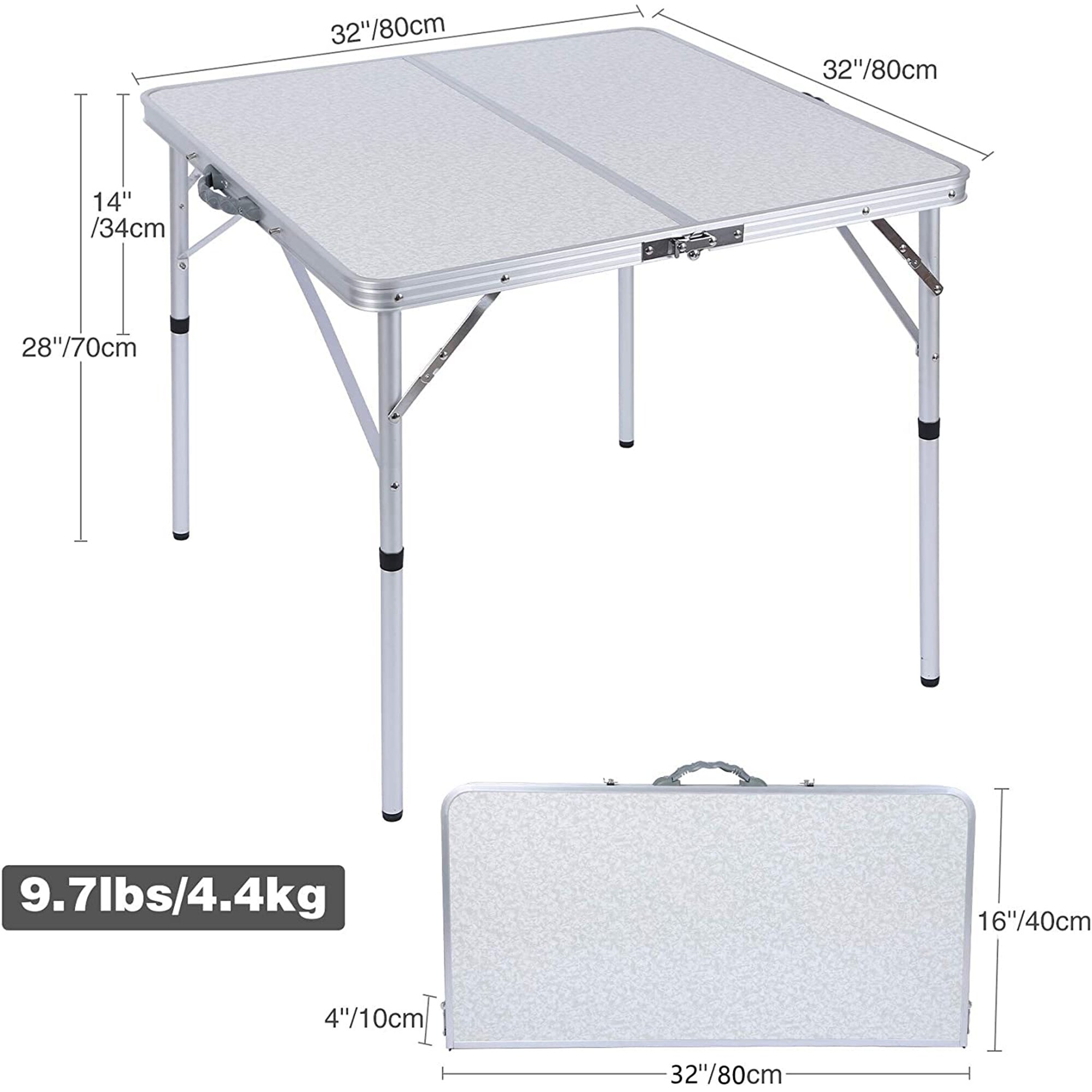 Wildaven 24-in Silver Cast Aluminum Rectangle Folding Picnic Table