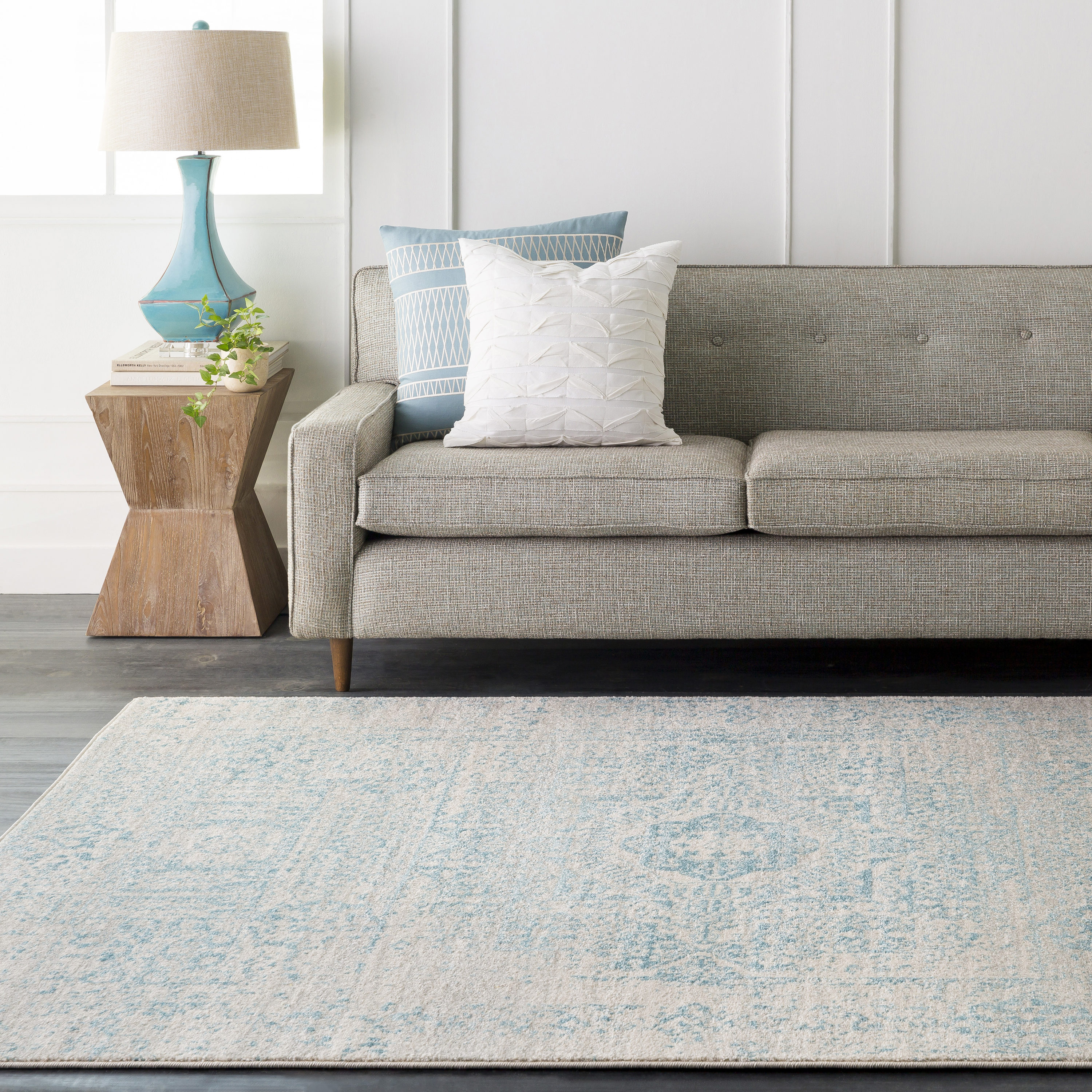Livabliss HAP1026-710103 Harput 8 x 10 (ft) Polypropylene Teal Rectangular Indoor Medallion Oriental Area rug