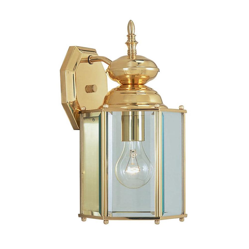 Livex Lighting 2007-02 Outdoor Basics 1 -Light 13-in H Polished Brass Plug-in Outdoor Wall Light