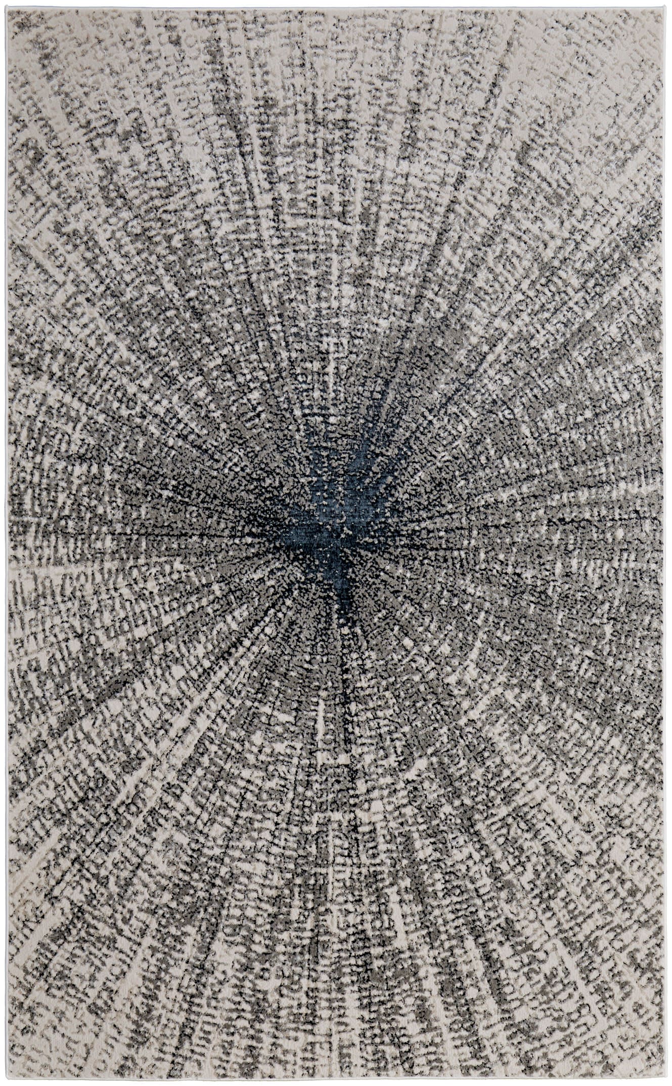 Room Envy 694R39LTIVYSLVC07 4 x 6 (ft) Loomed Polyester Ivory/Gray/Blue Rectangular Indoor Abstract Area rug