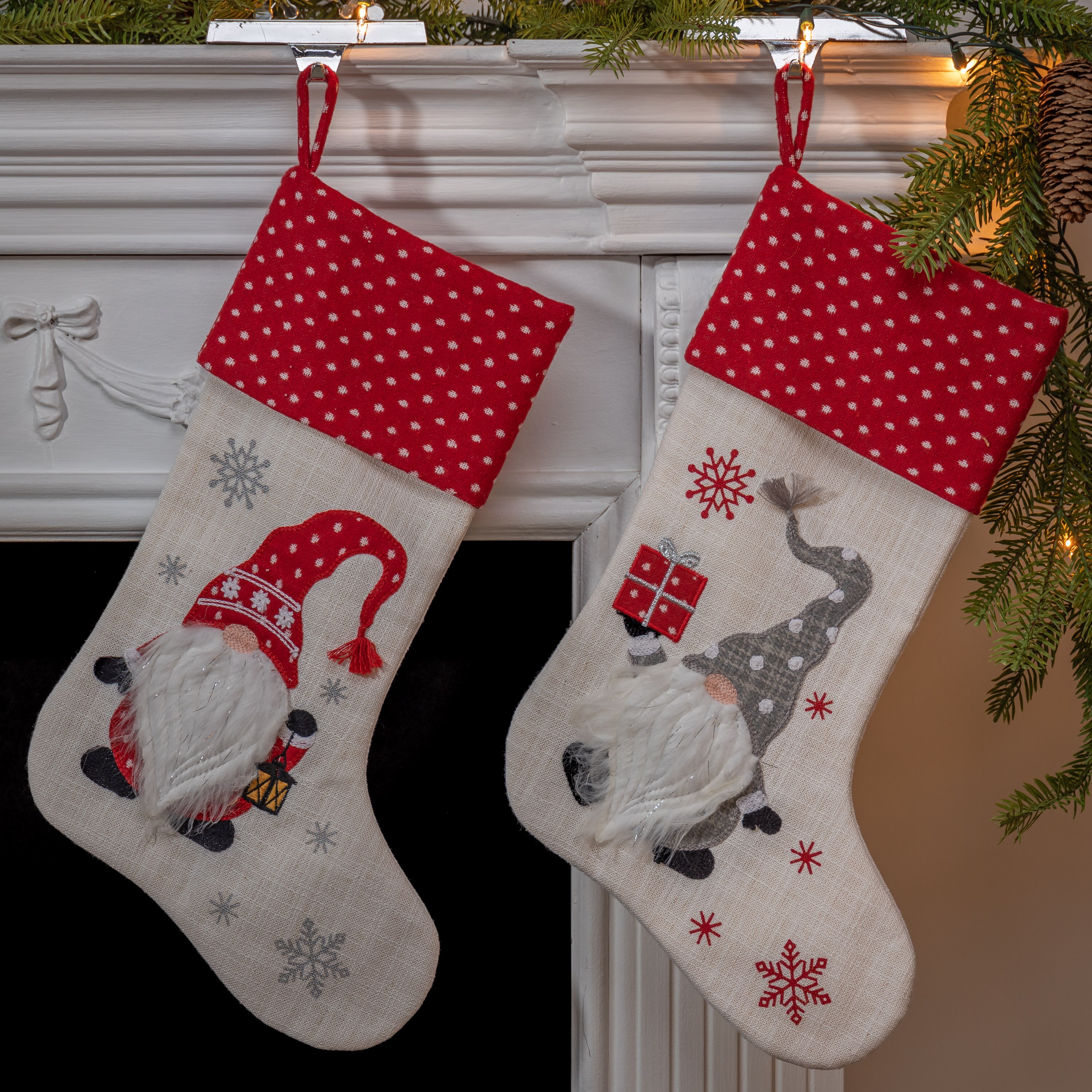 Gerson International 2589290EC 20-in White Christmas Stocking