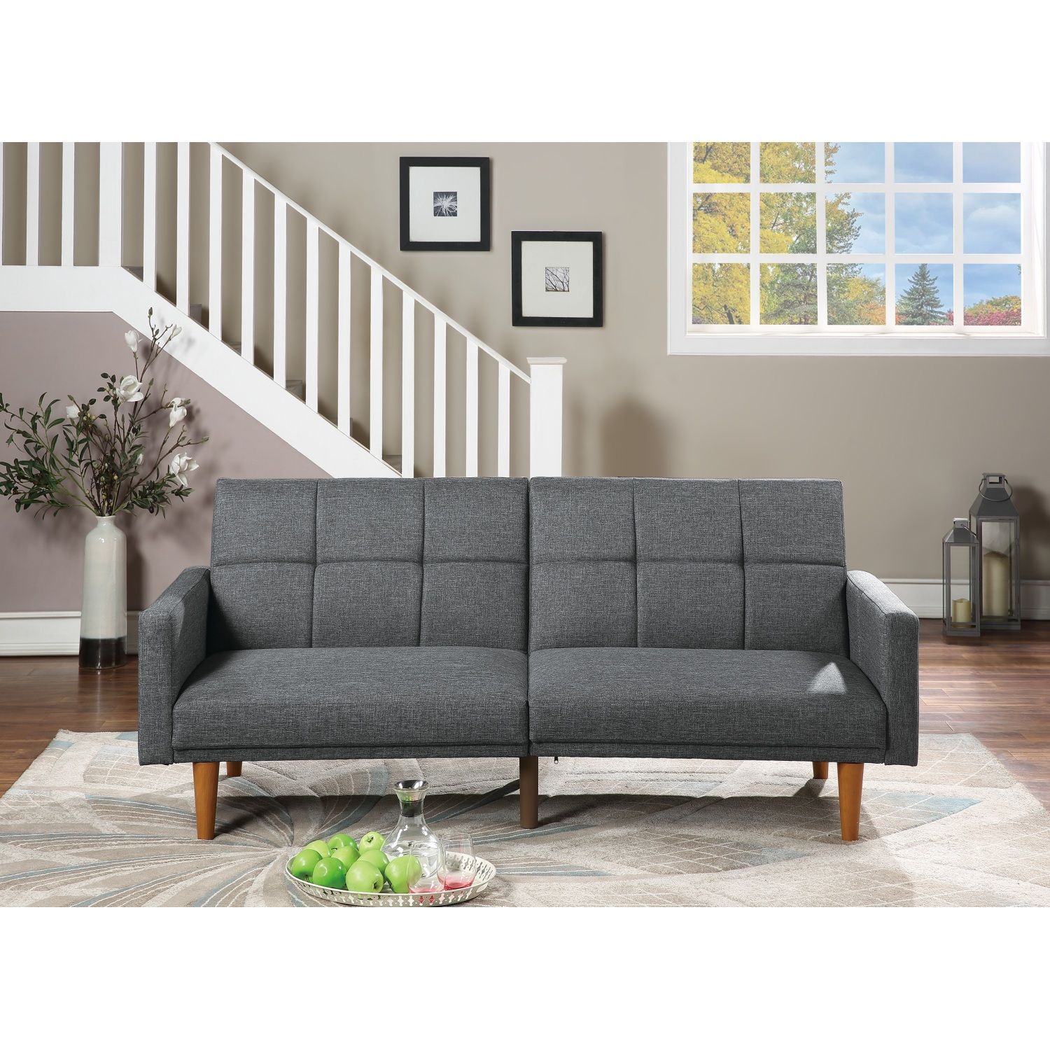 JASMODER HS00F8508-ID-AHD 34-in Modern Light Grey Polyester/Blend Sofa