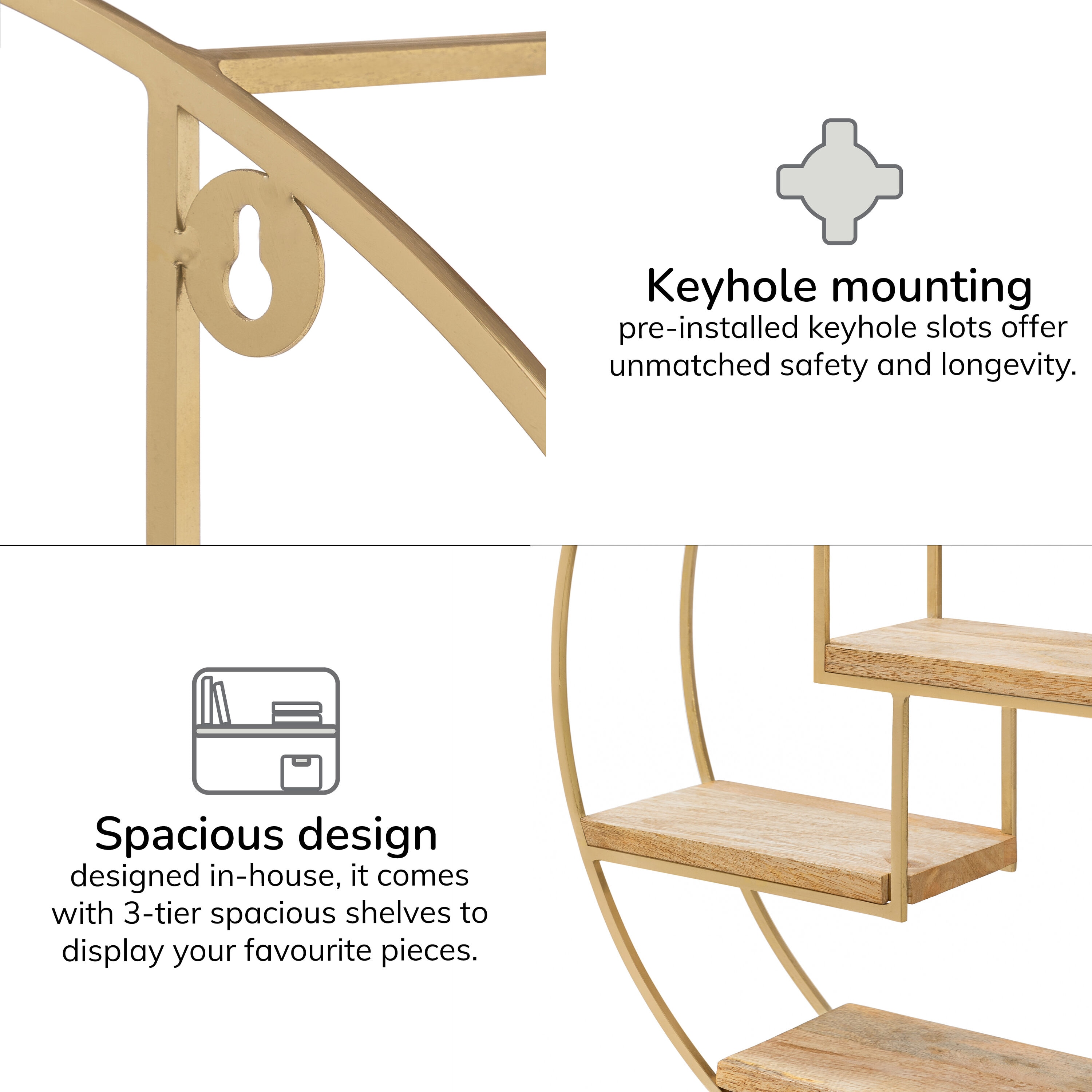 MH LONDON MH-ST-107GD Wall-Mounted-Shelving - View #6
