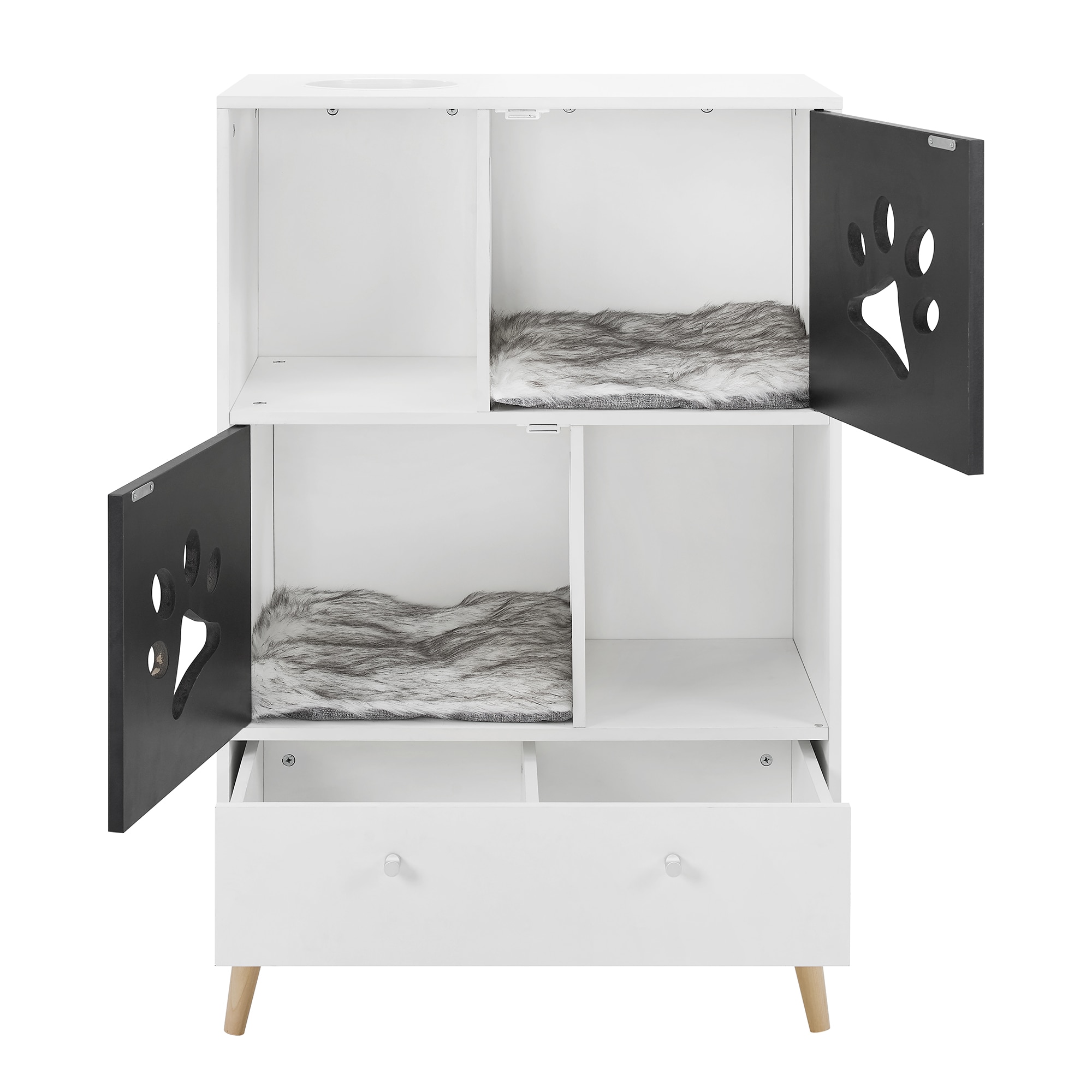 Sam's Pets SP-CT1267BW 44.88-in x 15.75-in White Cat House