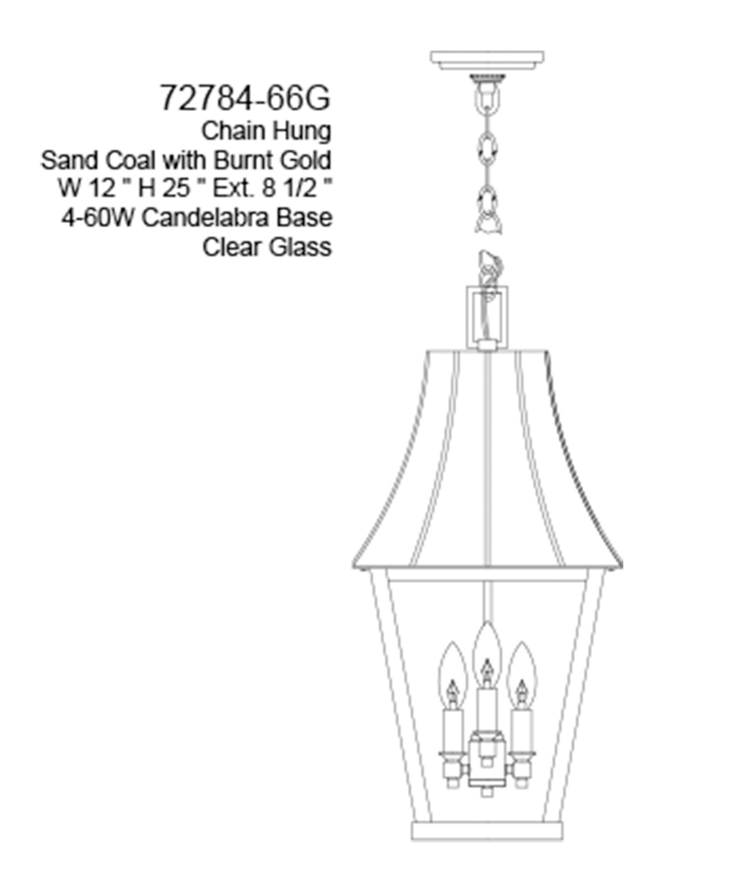 Chateau Grande 4-Light Sand Coal and Gold Outdoor Hanging Lantern