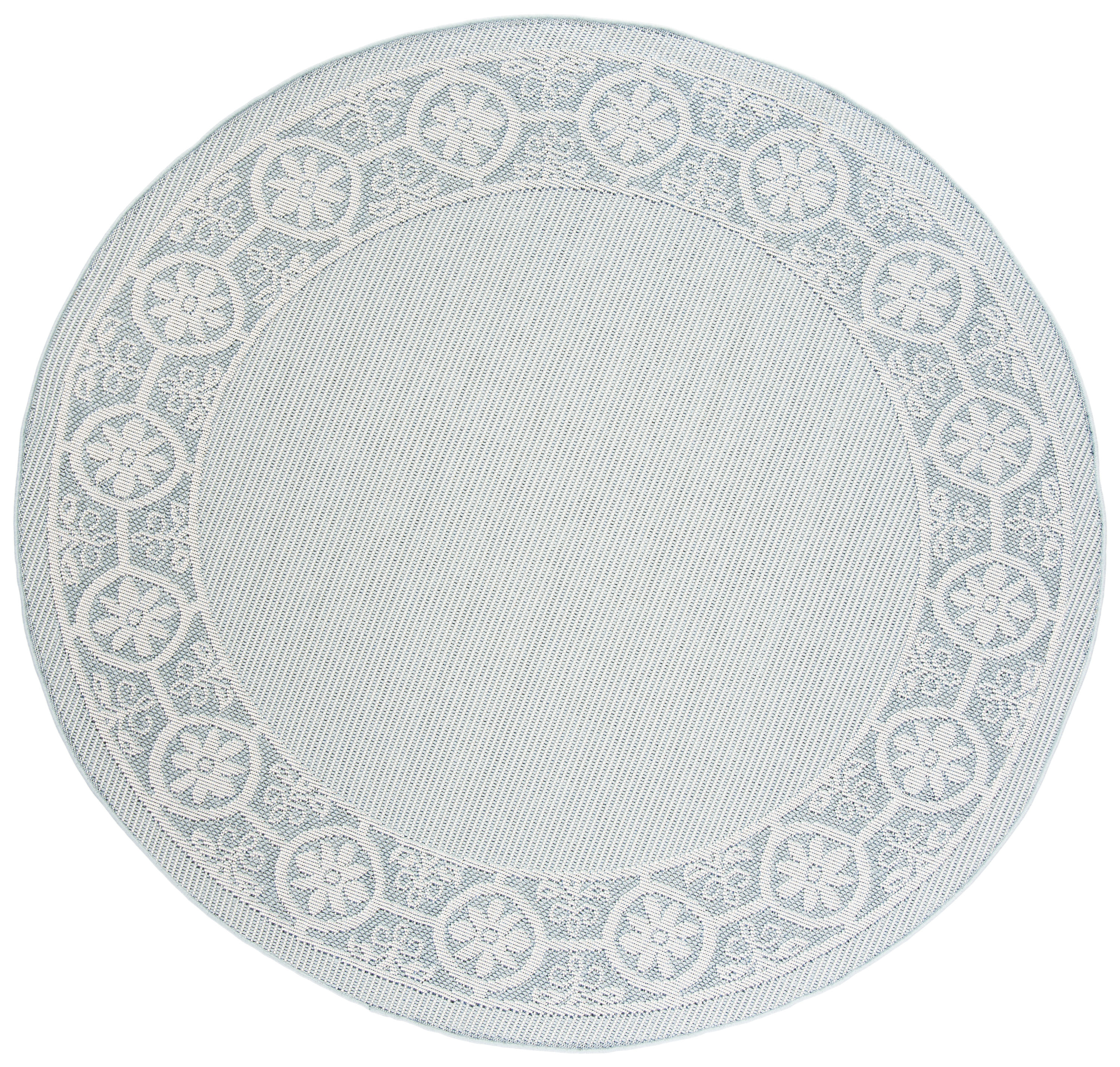 Safavieh BMU815M-7R Bermuda 800 Almedia 7 x 7 (ft) Loomed Polypropylene Light Blue/Ivory Round Indoor/Outdoor Border Farmhouse/Cottage Area rug