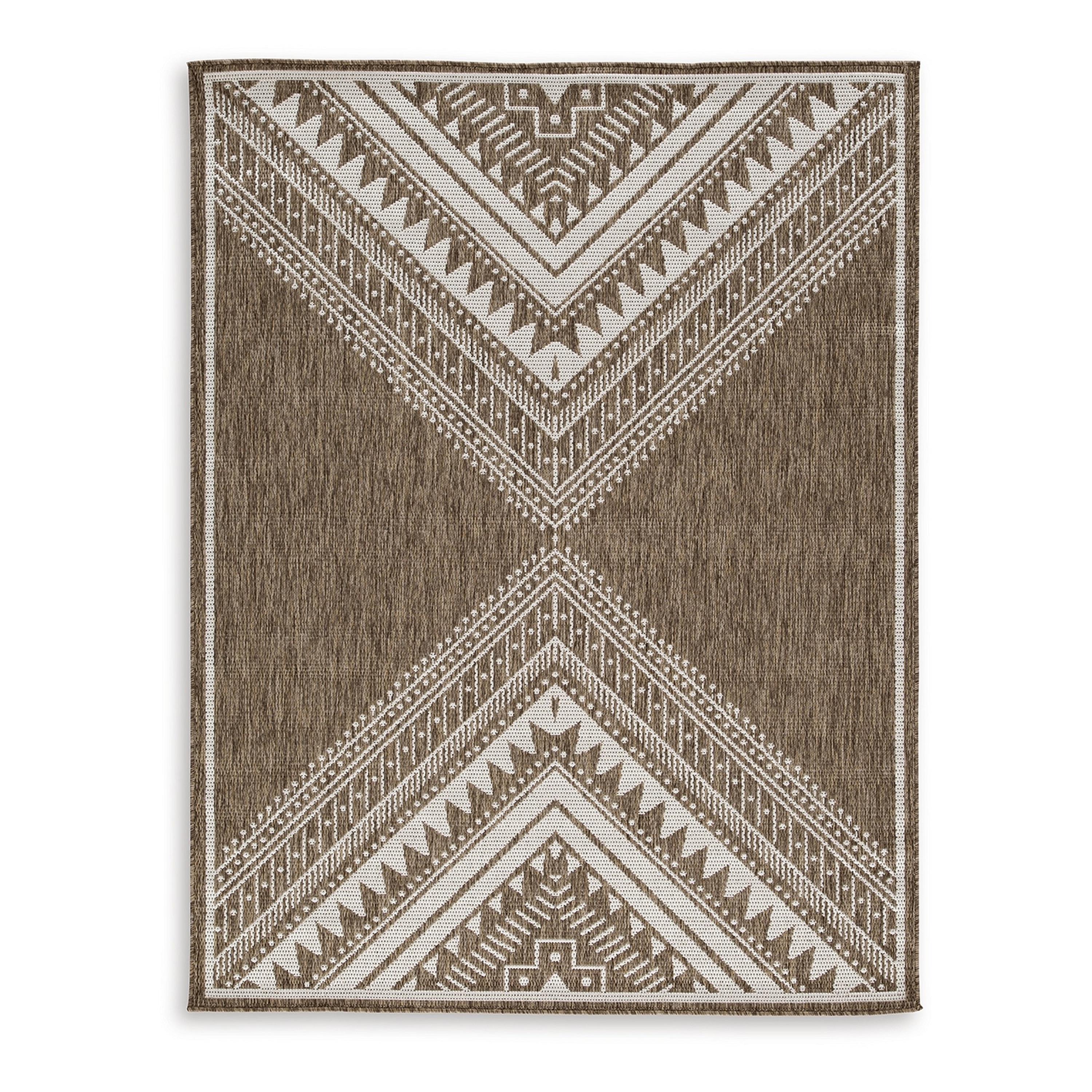 Benzara BM327752 Tufted Polypropylene Brown, Ivory Rectangular Indoor/Outdoor Area rug
