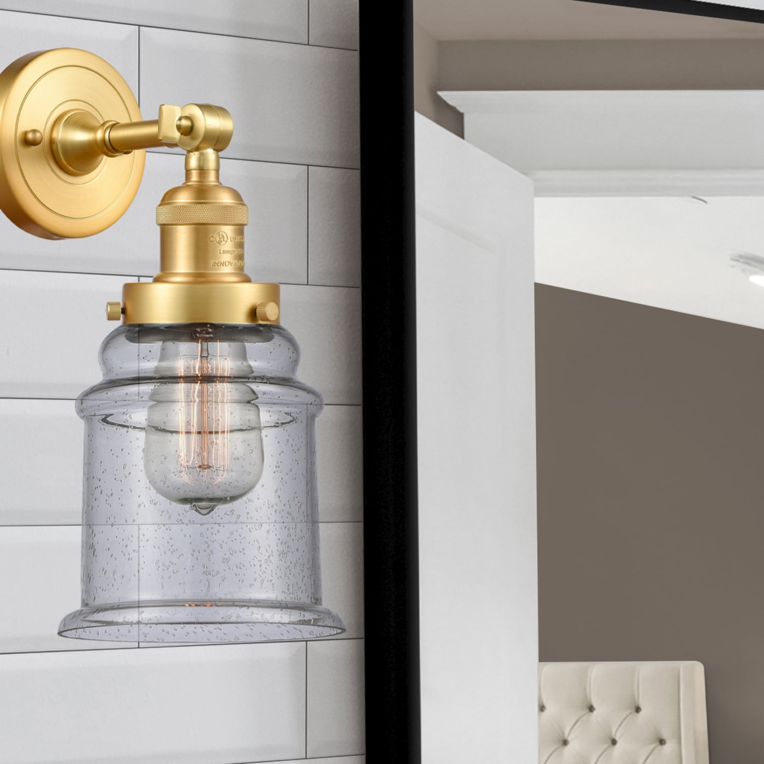Innovations Lighting 203-SG-G184 Canton 6.5-in W 1 -Light Gloss Gold Industrial Wall Sconce