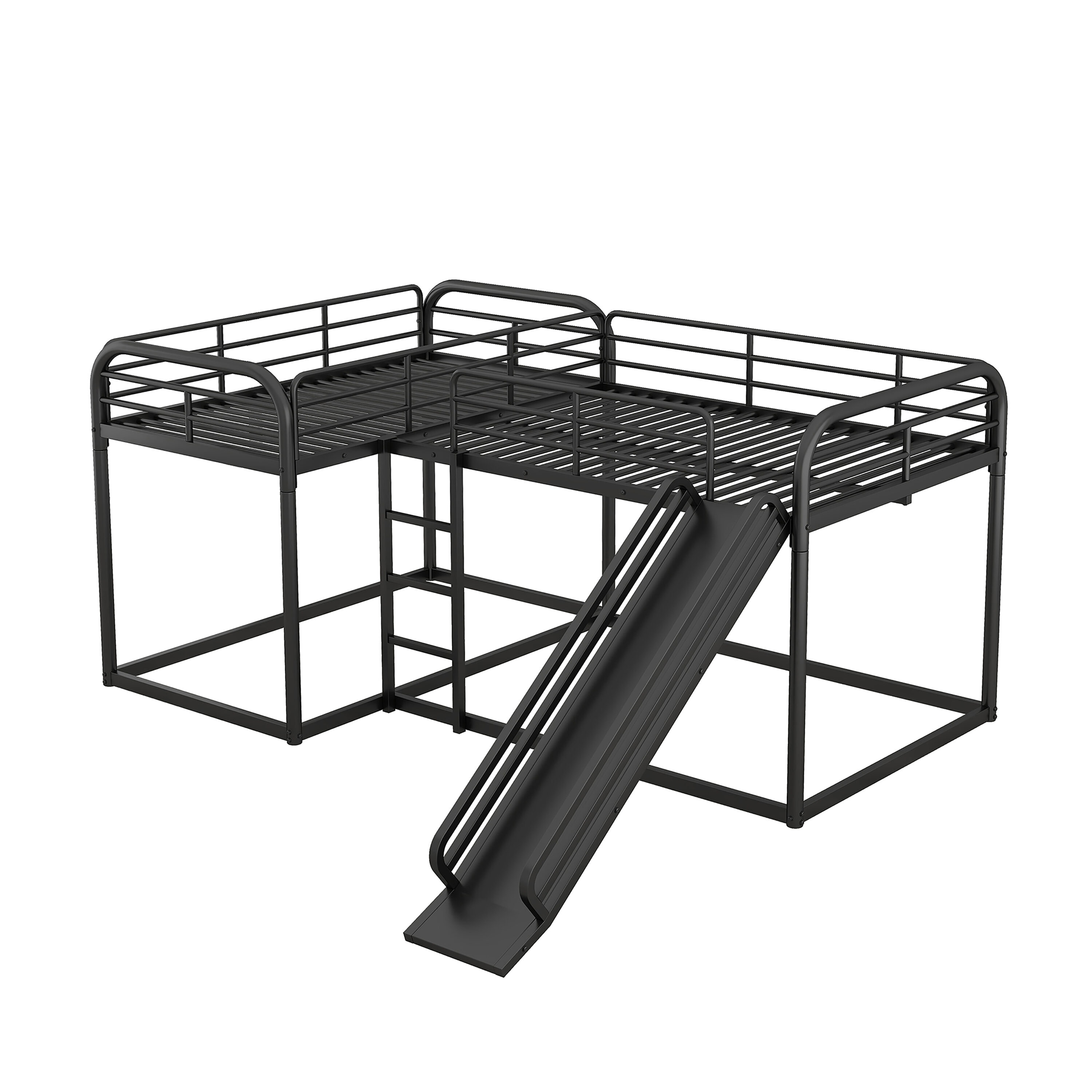 ModernLuxe Contemporary L-Bunk Bed, Full and Twin Size Bunk Bed for 4 ...