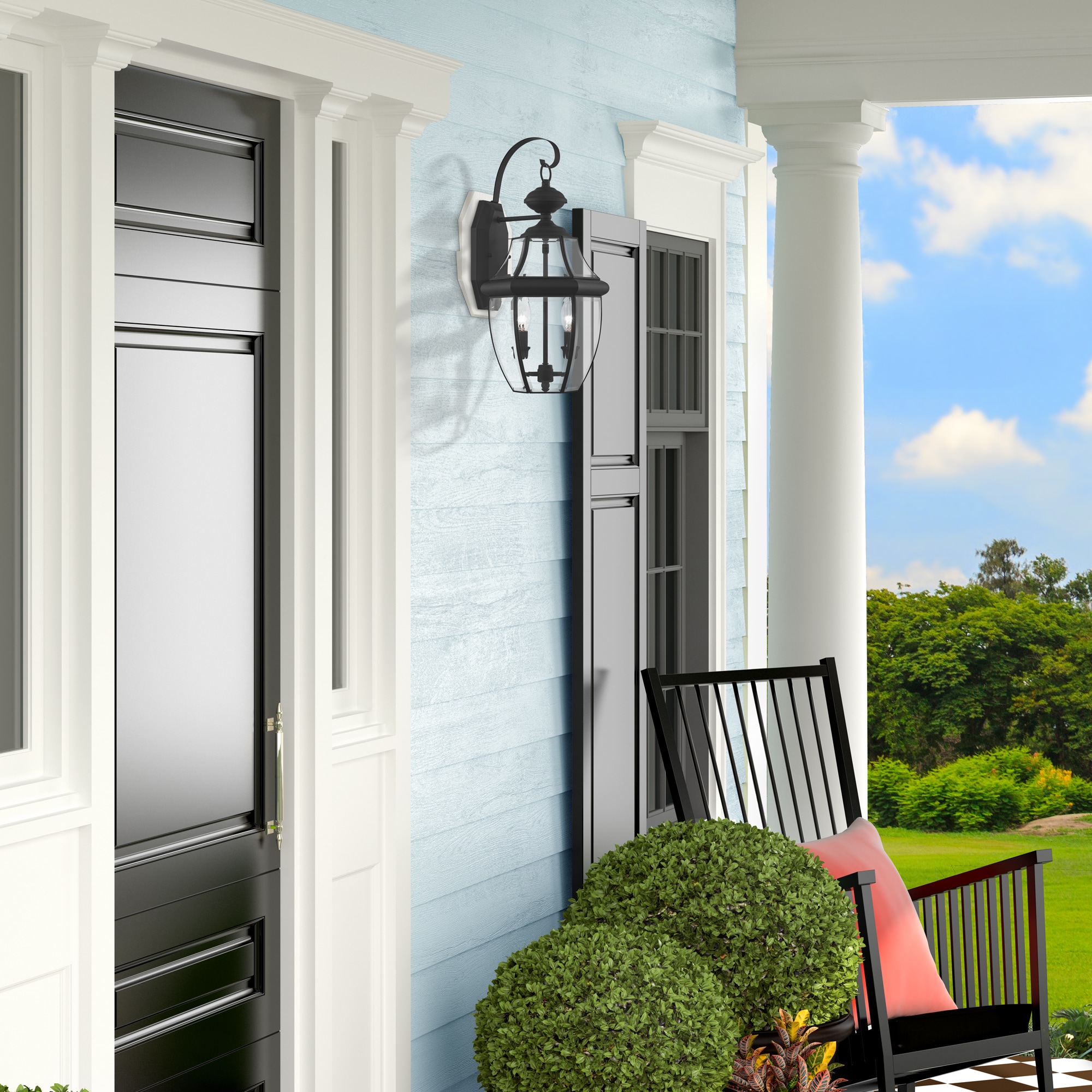 Monterey Colonial Style Black Brass Outdoor Wall Lantern