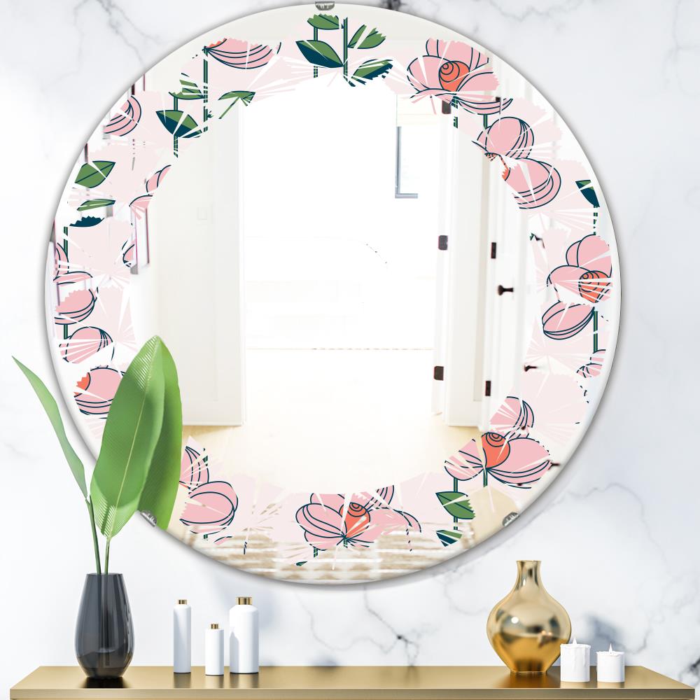 Designart Designart Mirrors 24-in W x 24-in H Round Pink Polished ...