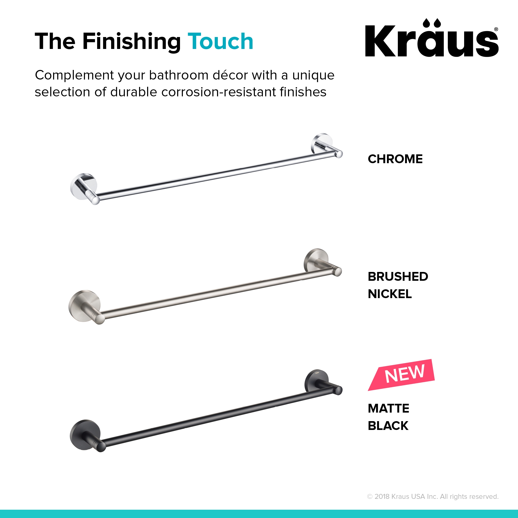 Kraus Elie 20-in Chrome Wall Mount Single Towel Bar in the Towel Bars  department at