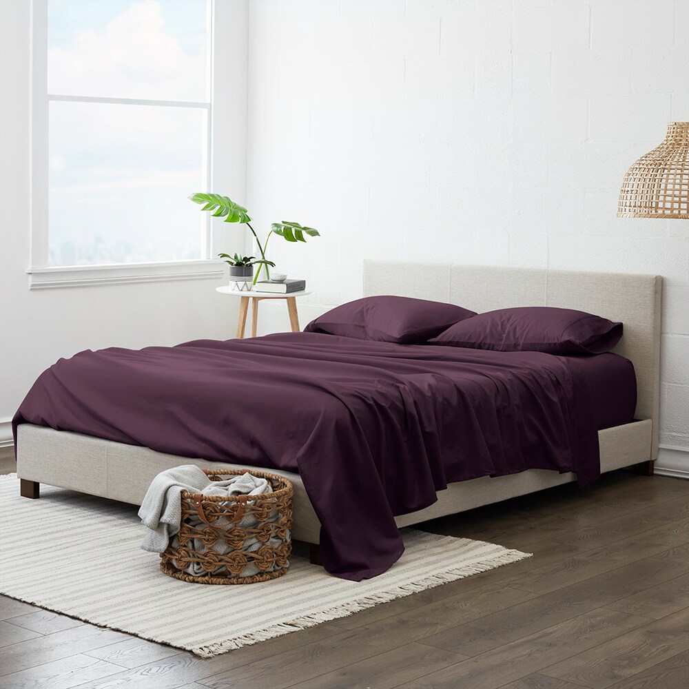 Ienjoy Home King Microfiber Purple 4-Piece Bed in the Bed Sheets ...