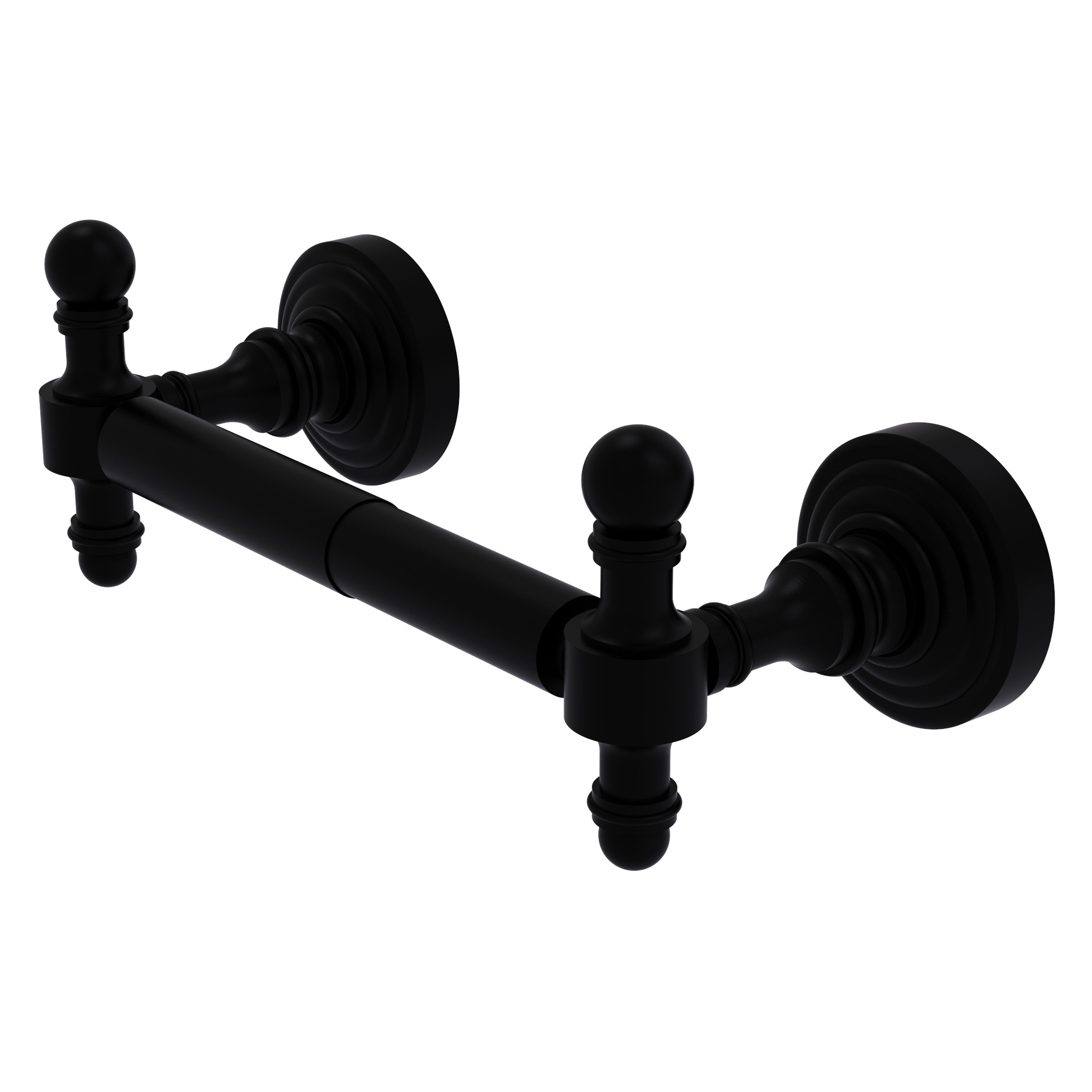 Allied Brass RW-24-BKM Retro Wave Matte Black Wall mount Double post Toilet Paper Holder 1 -Rolls with Storage