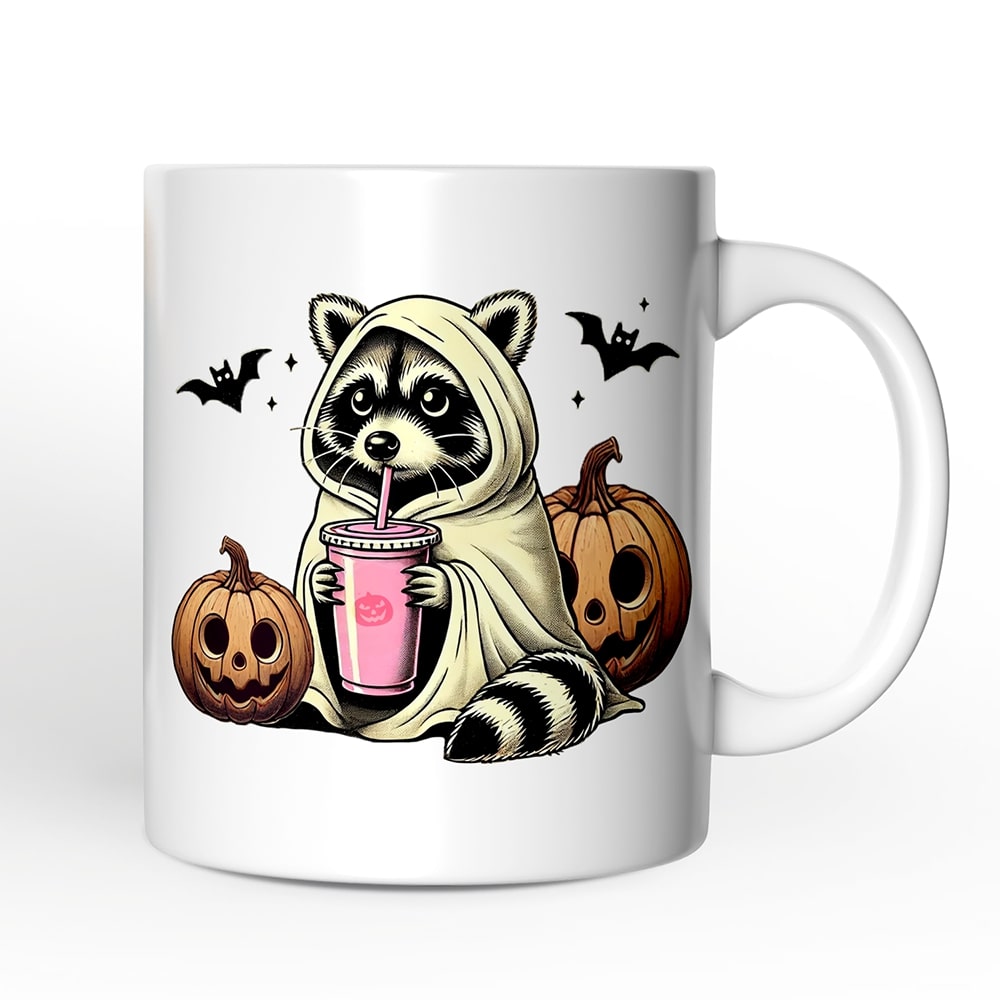 OrnamentallyYou Cute Racoon Drinking Cup Mug Retro Halloween Gift #NPCM137