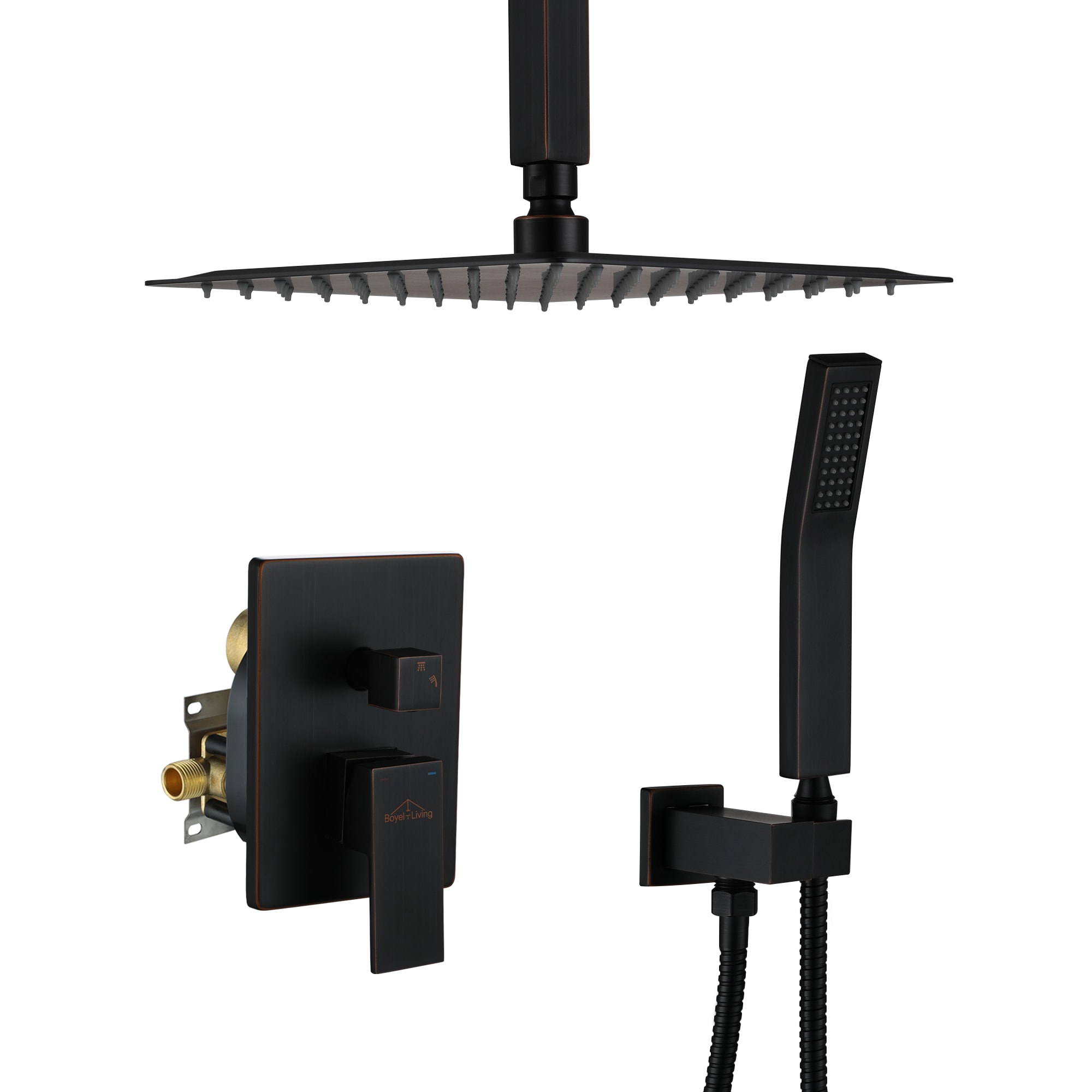 Clihome MS-A3806-10ORB Oil Rubbed Bronze 10-in Dual Head Built-In Shower Faucet System with 2-way Diverter (Pressure-balanced Valve Included)