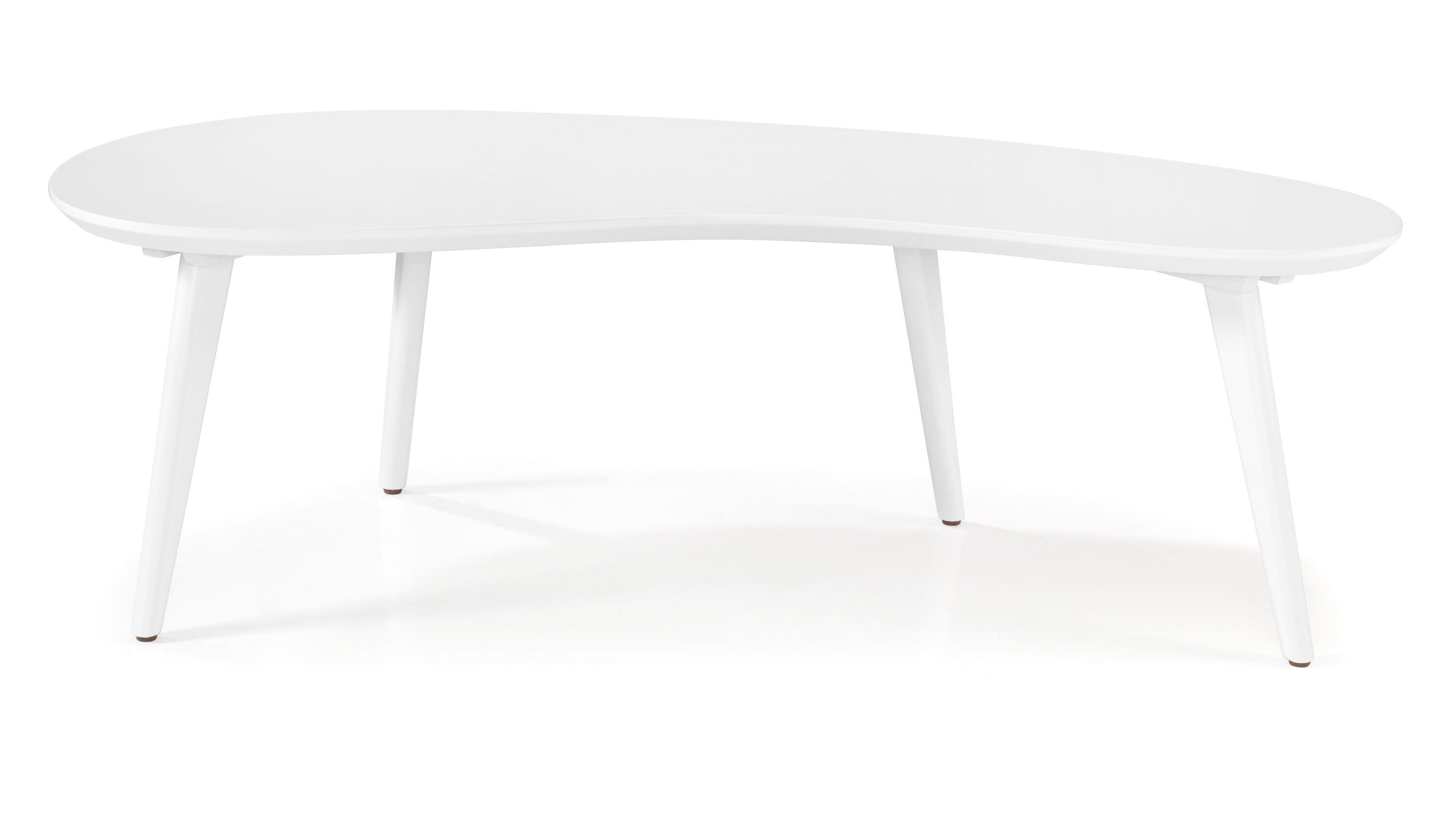 White Oval Solid Wood Mid-Century Modern Coffee Table