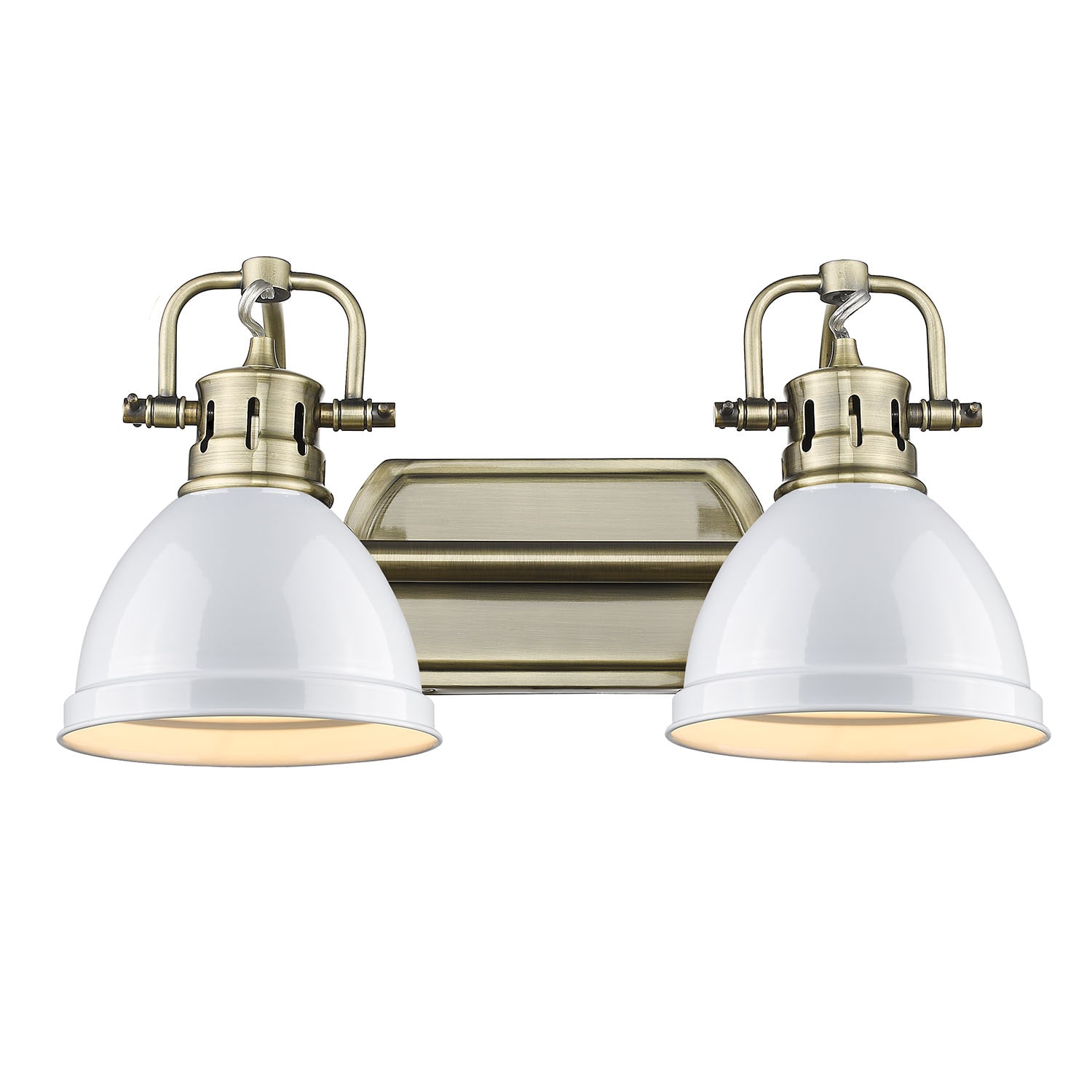 Golden Lighting 3602-BA2 AB-WH Duncan 16.5-in 2 -Light Antique White Industrial Vanity light