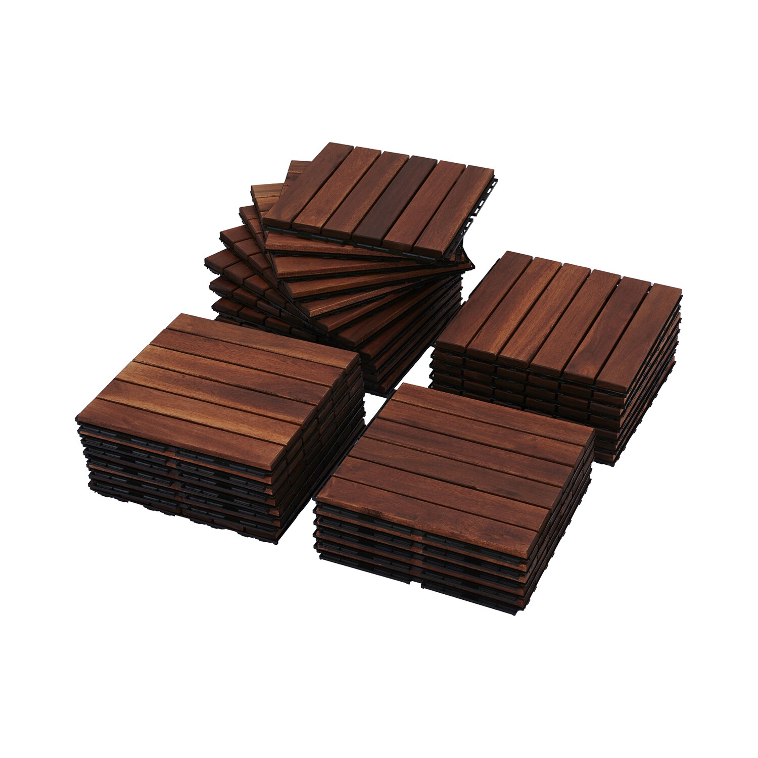 Bybafun 12-in x 12-in 10-Pack Brown Pattern 2 Prefinished Tigerwood Deck Tile