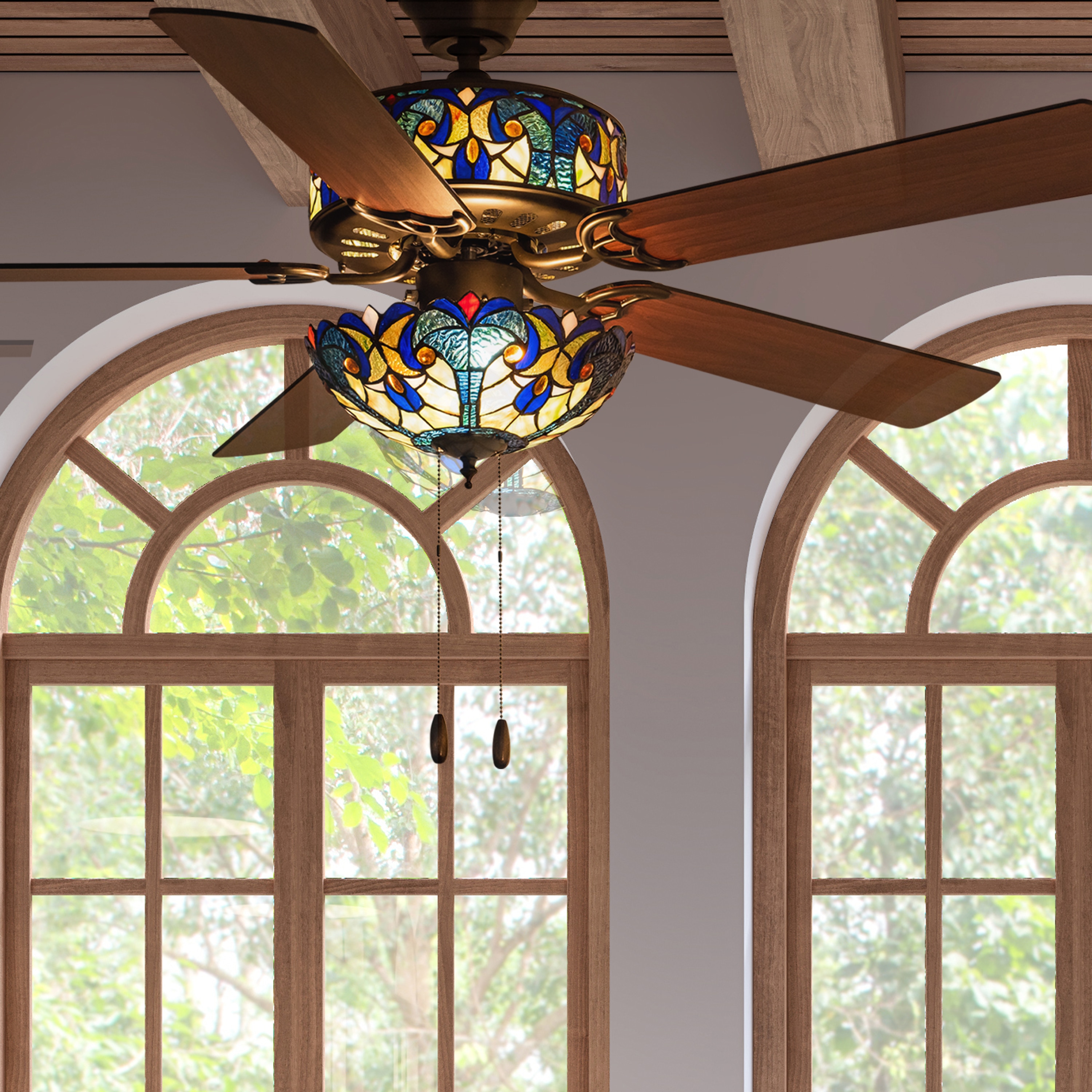River of Goods 52-in Bronze LED Indoor Downrod or Flush Mount Ceiling Fan  with Light (5-Blade)
