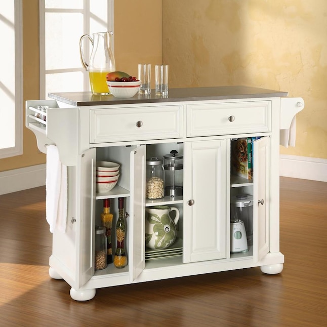 Crosley Furniture Black Composite Base with Stainless Steel Metal Top Kitchen Island (18-in x 52-in x 34-in) Crosley Furniture Black Composite Base with Stainless Steel Metal Top Kitchen Island (18-in x 52-in x 34-in)