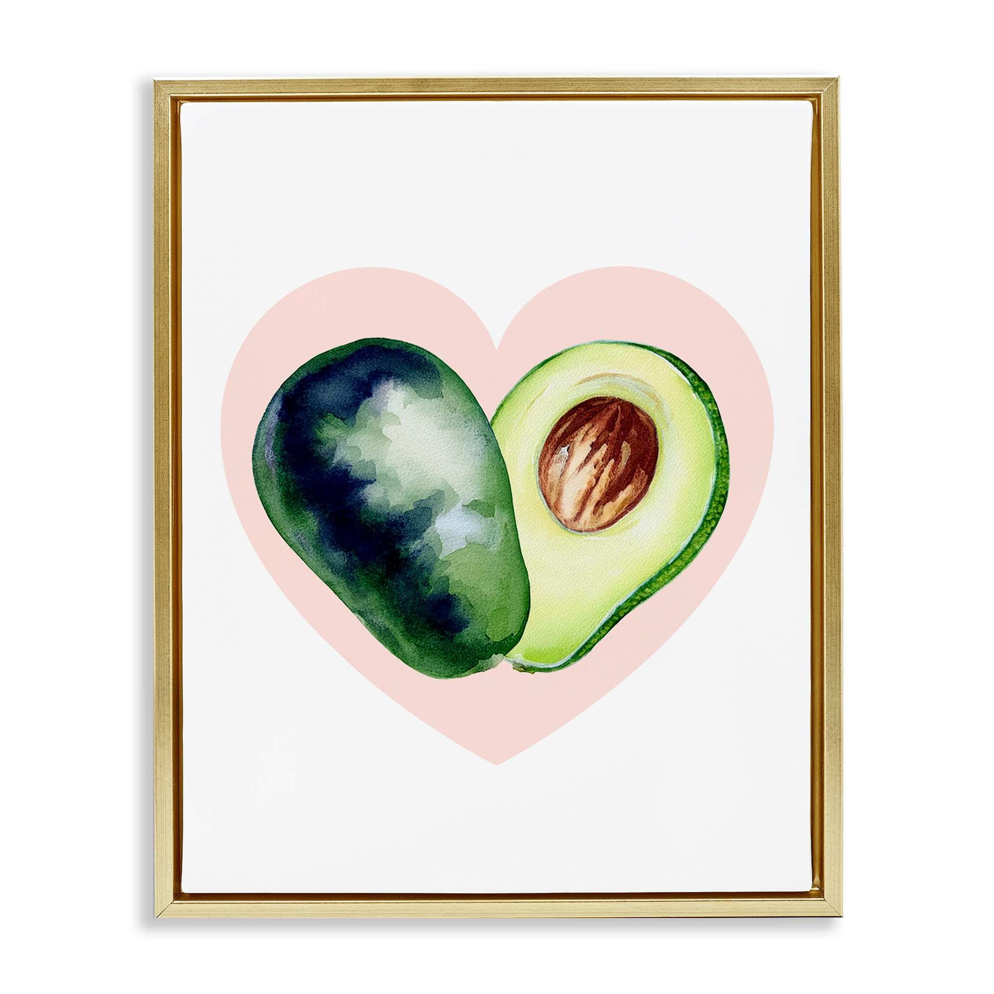 Stupell Industries BT-079-FFG-16X20 Heart Shaped Avocado Gold Framed Floater Canvas Wall Art By Lil Rue 17 x 21