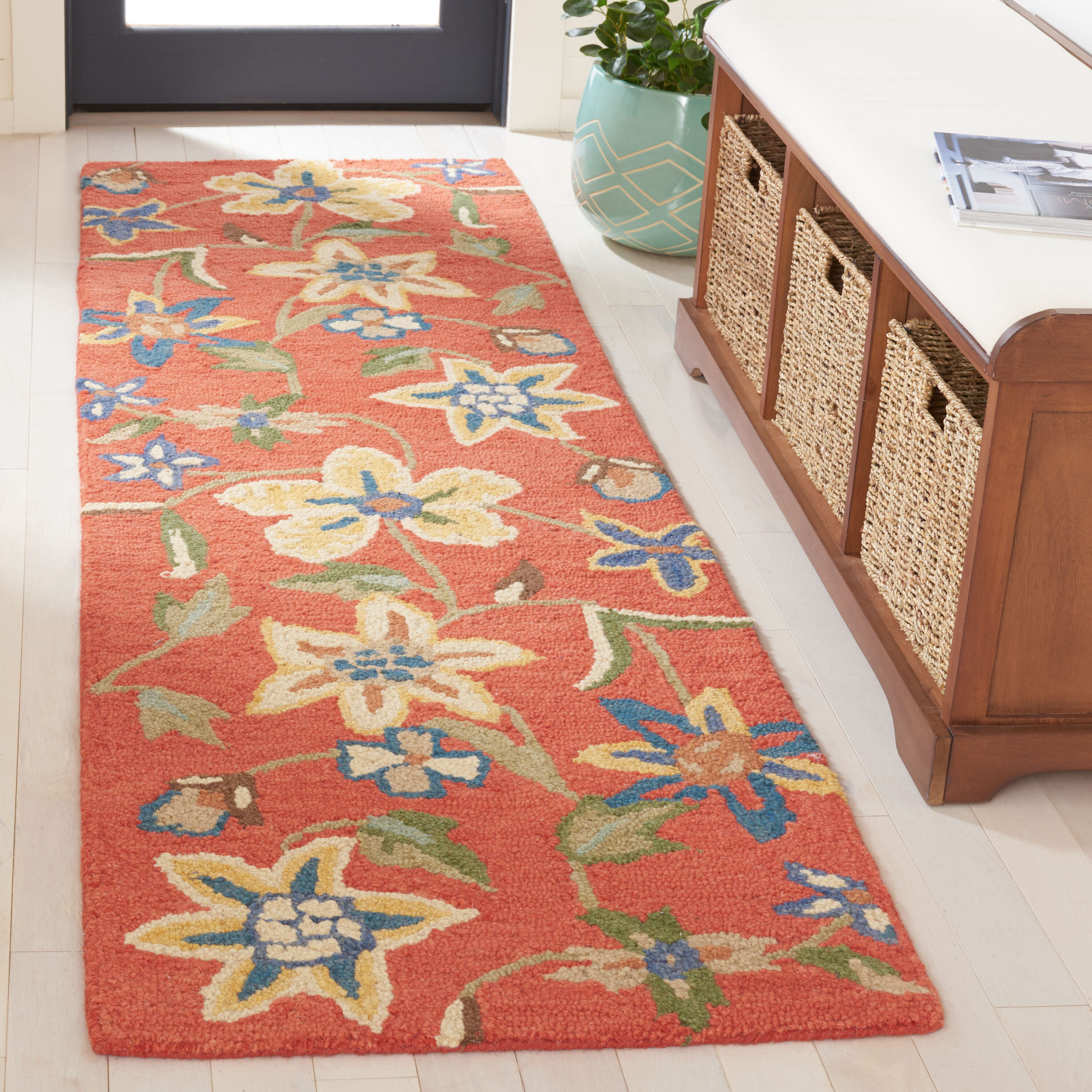  Blm673 Rust/Multi Country Floral 2ft-6in x 12ft Runner Rug