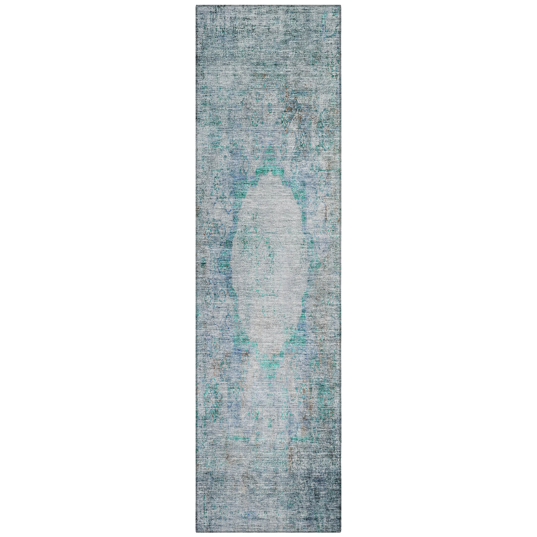 Addison Rugs ACN675TE2X8 Chantille ACN675TE 2 x 7 (ft) Polyester Teal Rectangular Indoor/Outdoor Geometric Machine washable Runner rug
