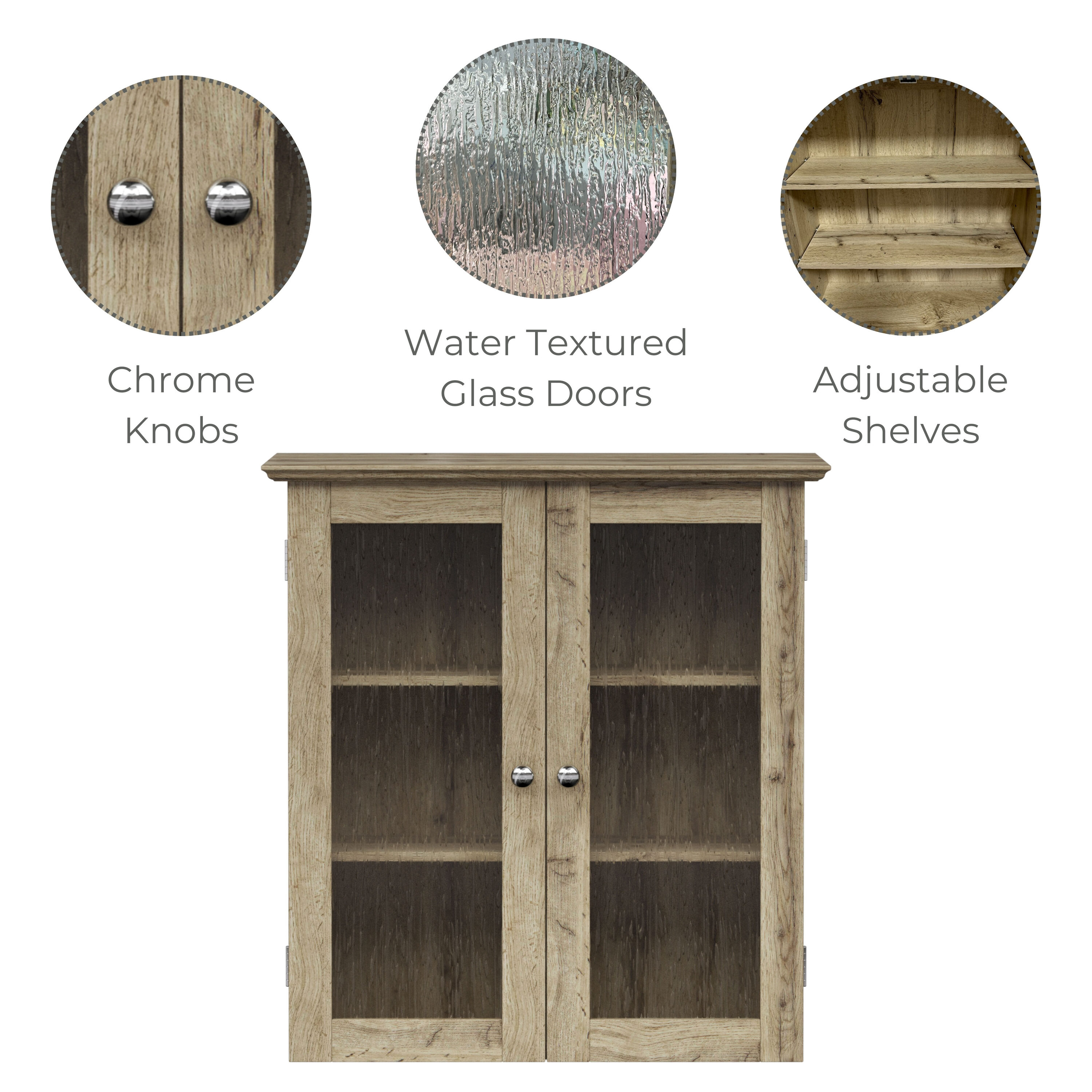 Connor Light Oak Two-Door Wall Cabinet with Adjustable Shelves
