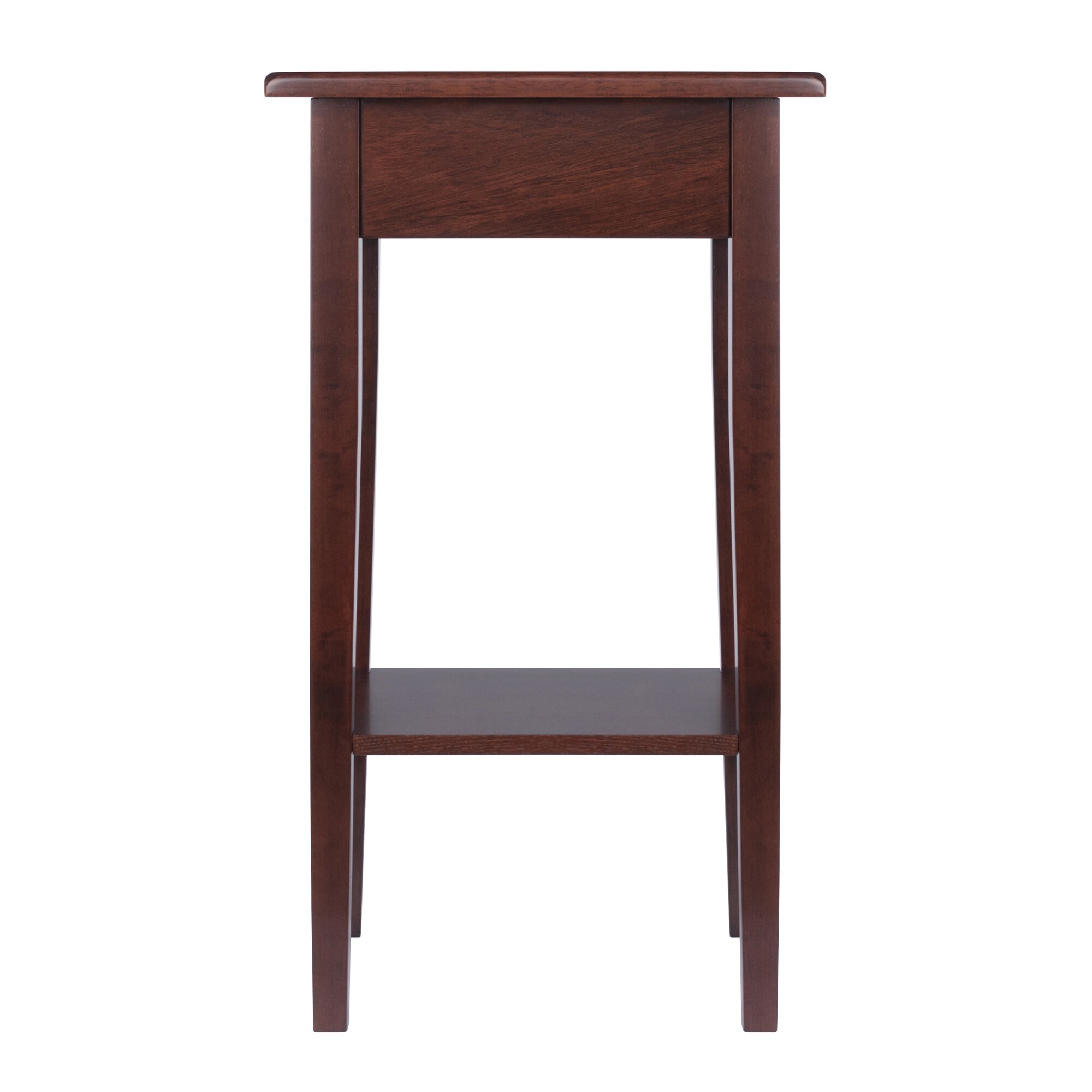 Transitional Regalia 29.5" Walnut Wood & Stone Accent Table with Storage
