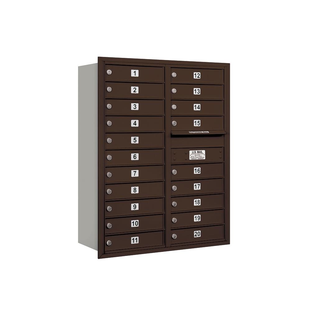 SALSBURY INDUSTRIES 3711D-20ZRU Recessed Mount Bronze Metal Extra Large Lockable Cluster Mailbox